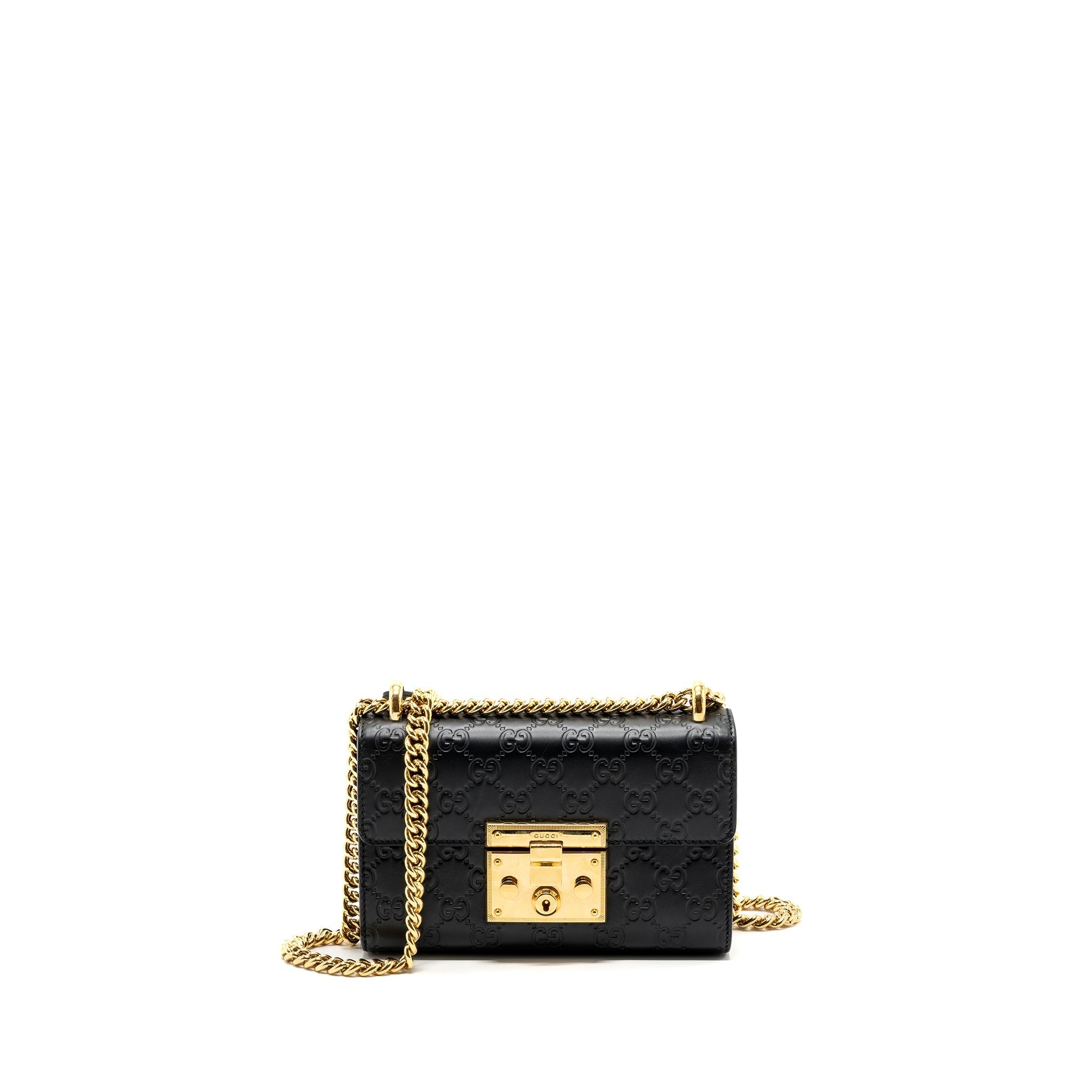 GUCCI PADLOCK CHAIN BAG CALFSKIN BLACK GHW