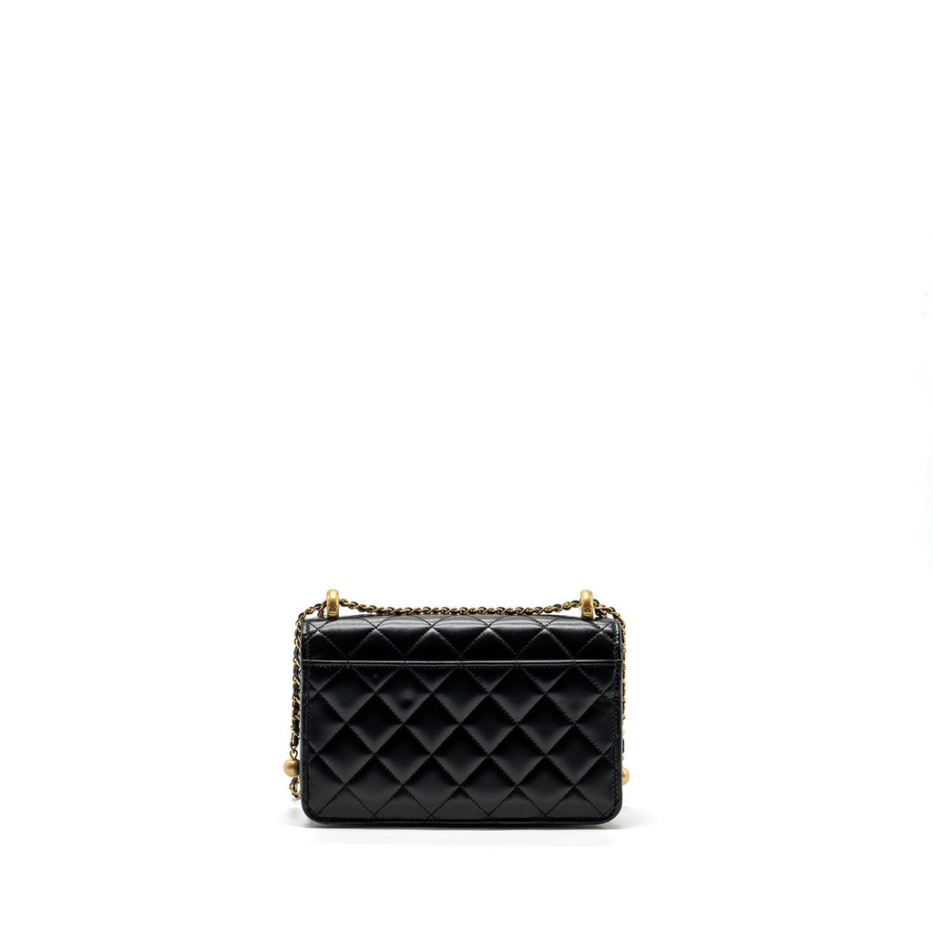 CHANEL 24C GOLD CRUSH WALLET ON CHAIN CALFSKIN BLACK GHW (MICROCHIP)