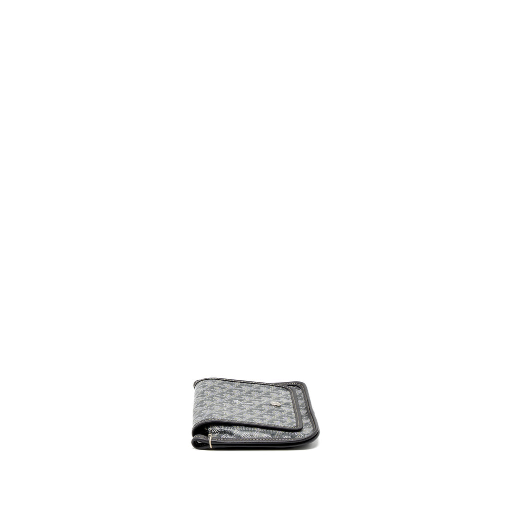 GOYARD PLUMET POCKET WALLET GOYARDINE CANVAS/CHEVROCHES CALFSKIN GREY SHW