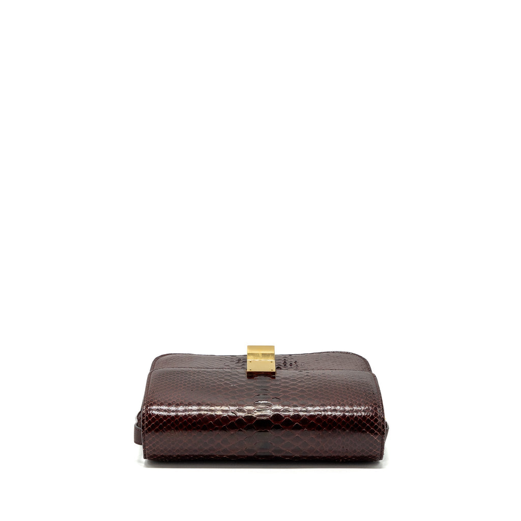 CELINE MEDIUM CLASSIC BOX BAG PYTHON BURGUNDY GHW