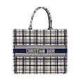 DIOR LARGE BOOK TOTE LINEN BLUE CANVAS