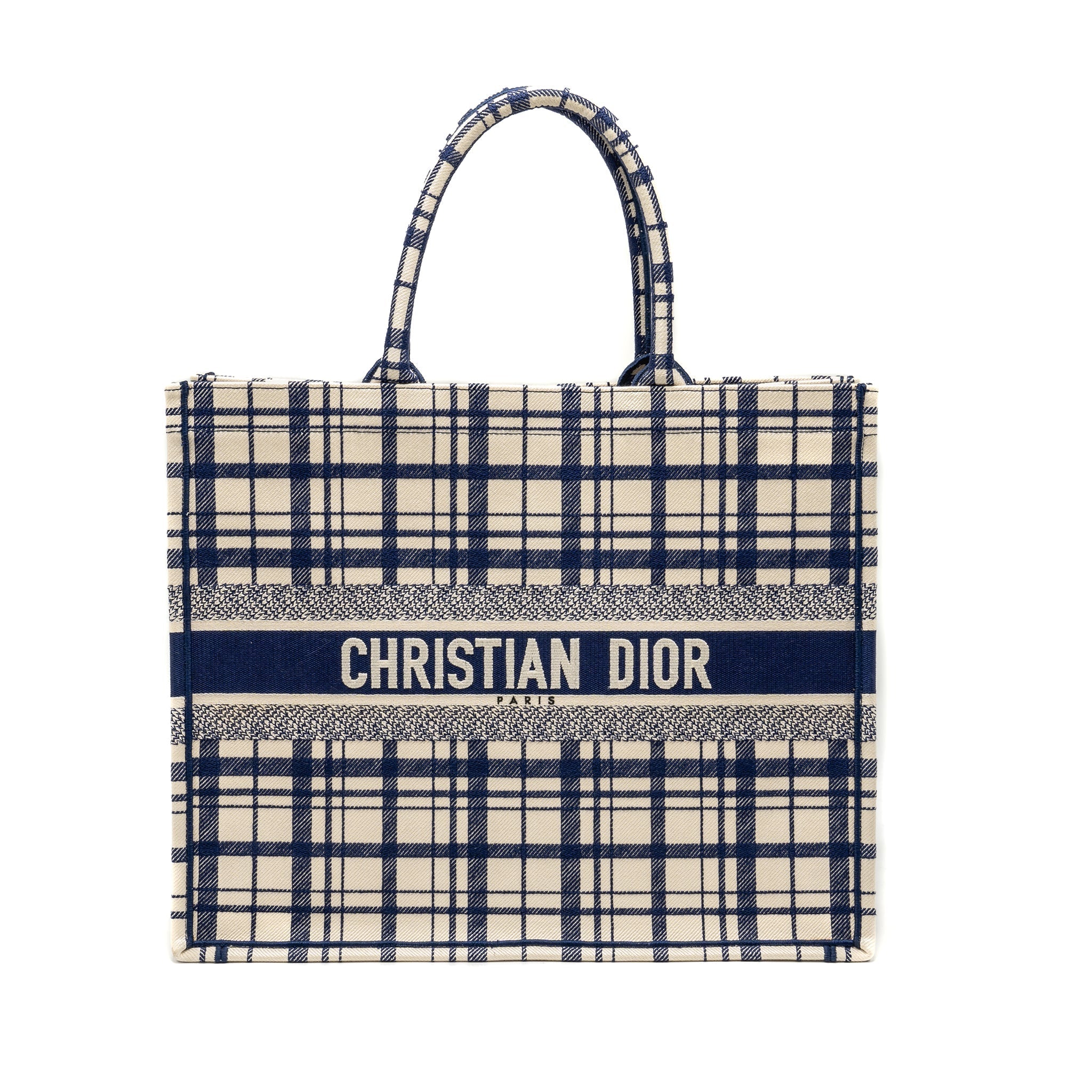 DIOR LARGE BOOK TOTE LINEN BLUE CANVAS