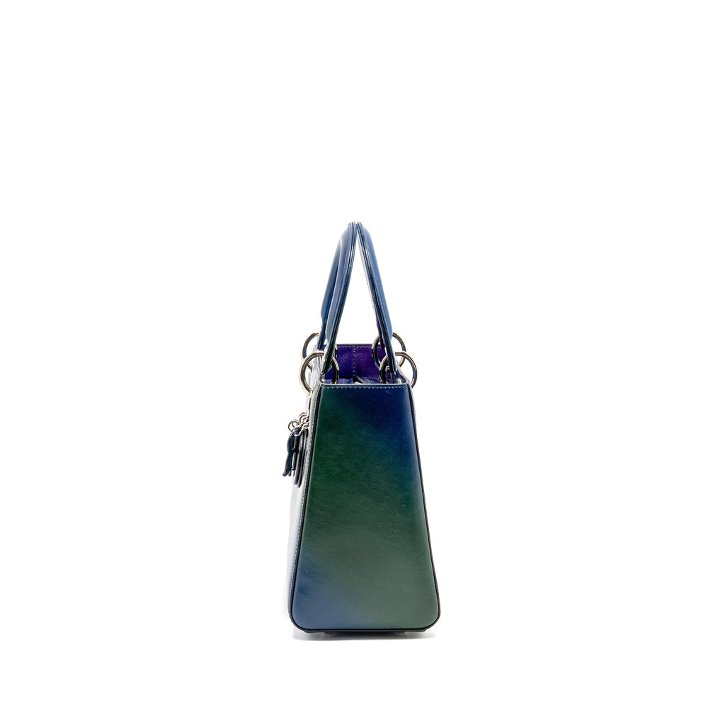 DIOR MEDIUM LADY DIOR BOX CALFSKIN GRADIENT BLUE/PURPLE/GREEN SHW