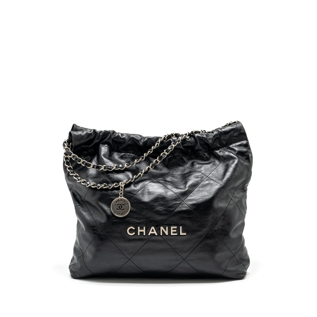CHANEL MEDIUM 22 BAG CALFSKIN BLACK SHW (MICROCHIP)