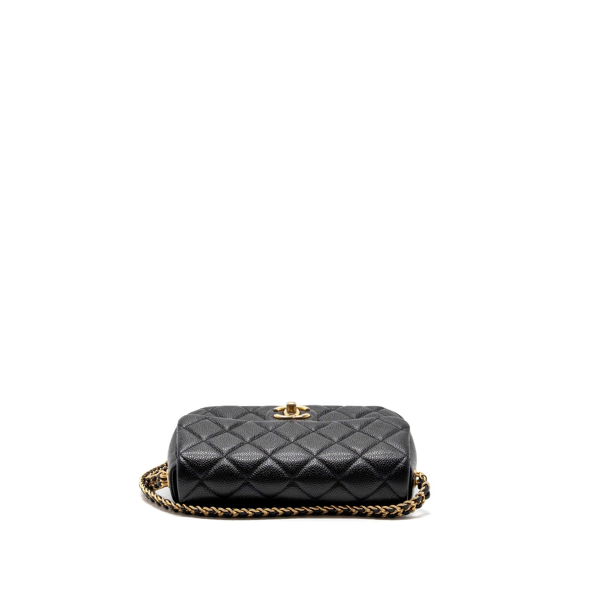 CHANEL 21A CHAIN SOUL FLAP BAG GRAINED CALFSKIN BLACK GHW (MICROCHIP)