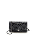 CHANEL MEDIUM CLASSIC DOUBLE FLAP BAG LAMBSKIN DARK BLUE SHW