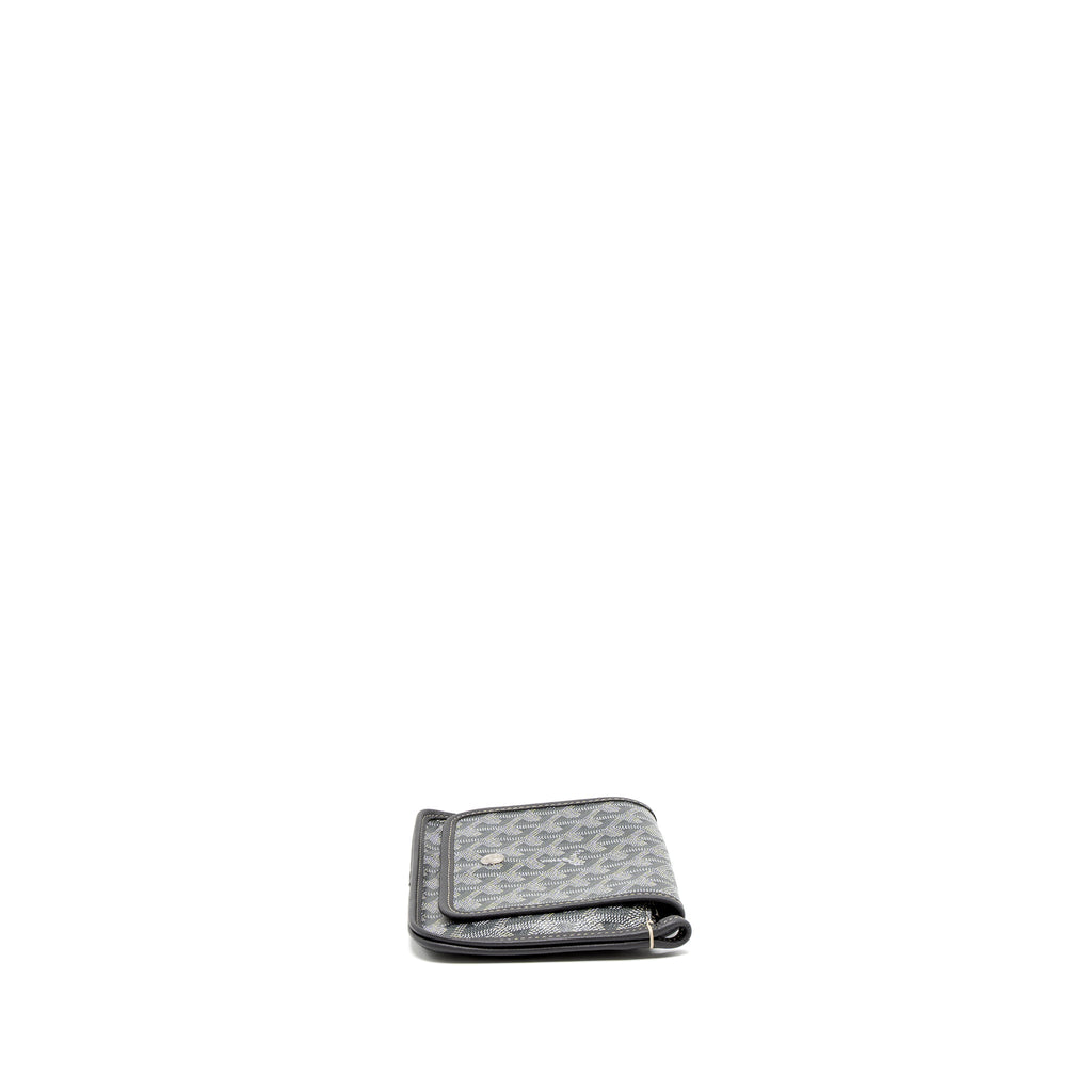GOYARD PLUMET POCKET WALLET GOYARDINE CANVAS/CHEVROCHES CALFSKIN GREY SHW