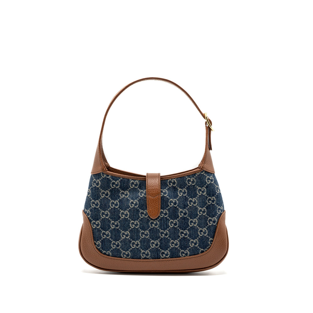 GUCCI JACKIE 1961 SMALL SHOULDER BAG DENIM / CALFSKIN BLUE/ BROWN GHW