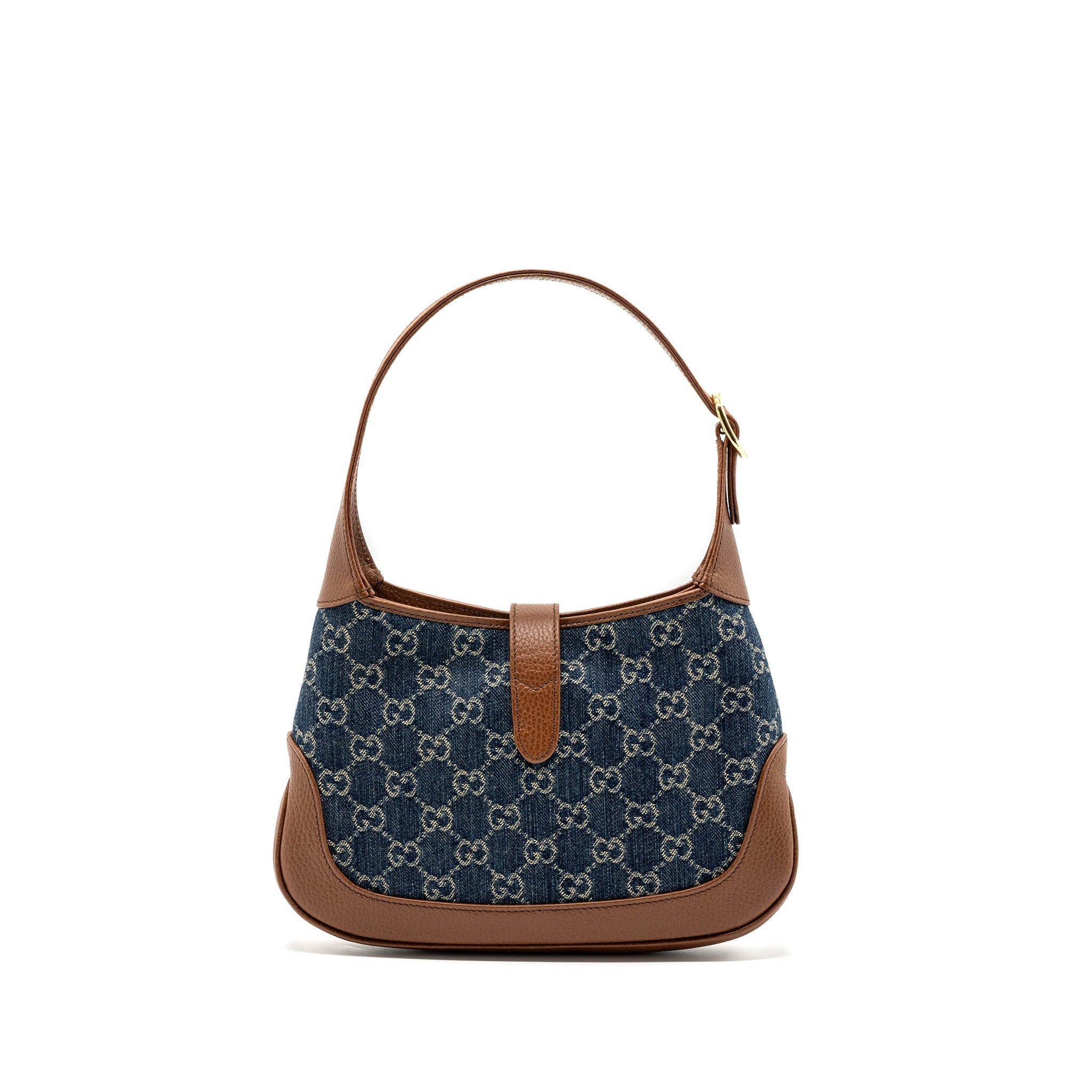 GUCCI JACKIE 1961 SMALL SHOULDER BAG DENIM / CALFSKIN BLUE/ BROWN GHW