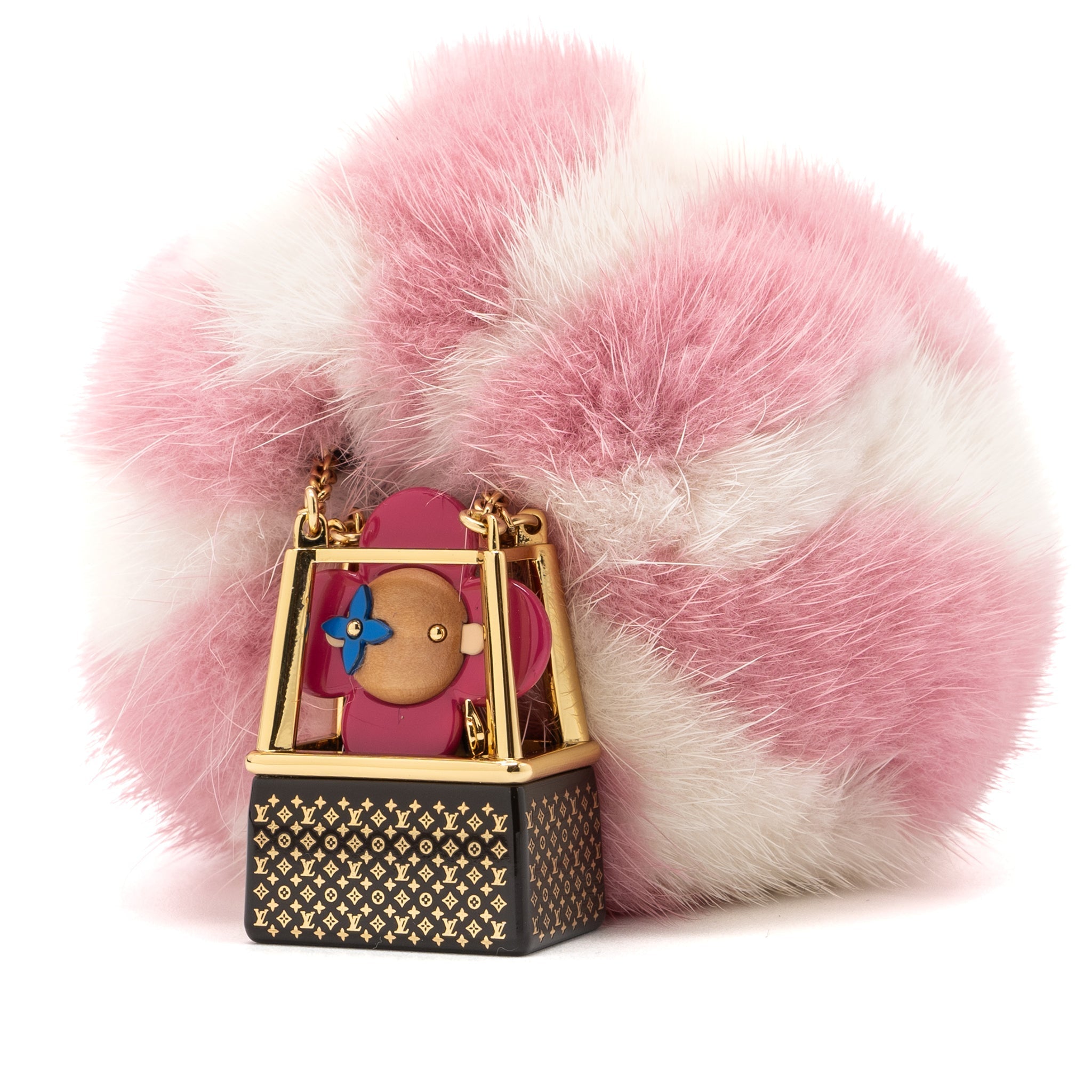 LOUIS VUITTON VIVIENNE HOT AIR BALLON BAG CHARM / KEY RING FUR MULTICOLOUR