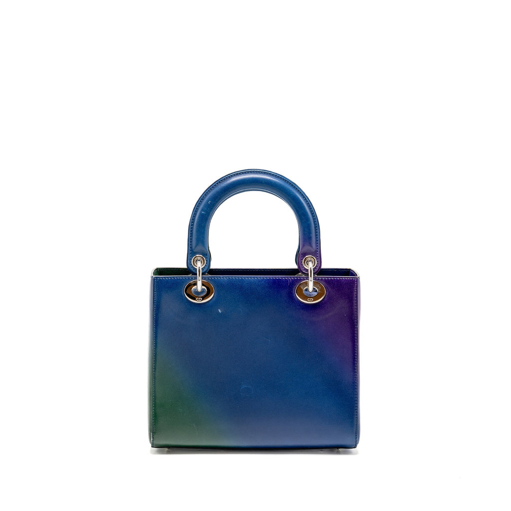 DIOR MEDIUM LADY DIOR BOX CALFSKIN GRADIENT BLUE/PURPLE/GREEN SHW