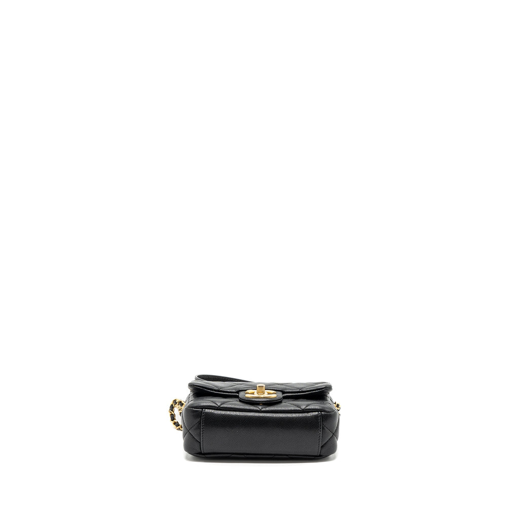 CHANEL MINI TWIST YOUR BUTTON FLAP BAG CAVIAR BLACK GHW(MICROCHIP)