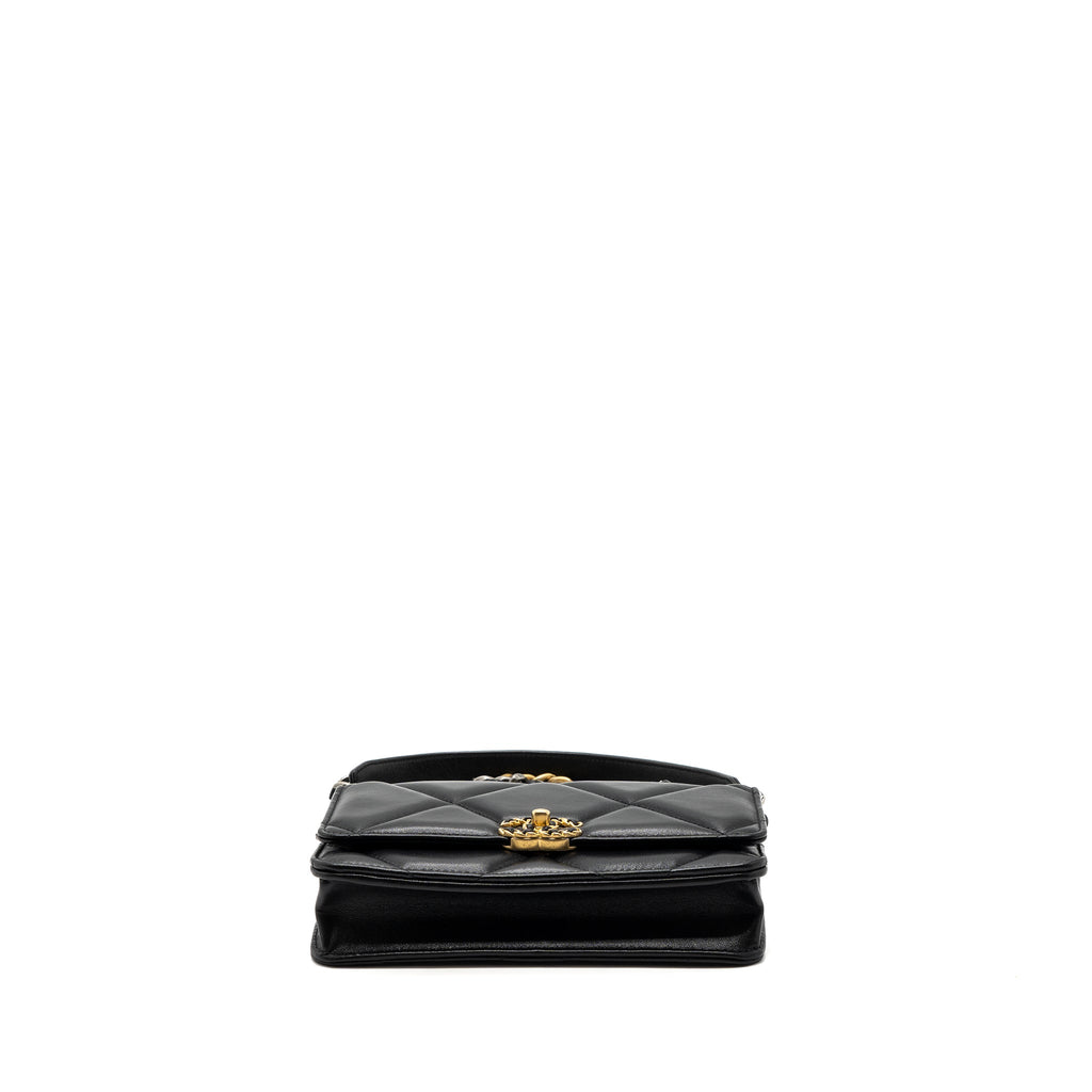 CHANEL 19 WALLET ON CHAIN LAMBSKIN BLACK MULTICOLOUR HARDWARE (MICROCHIP)