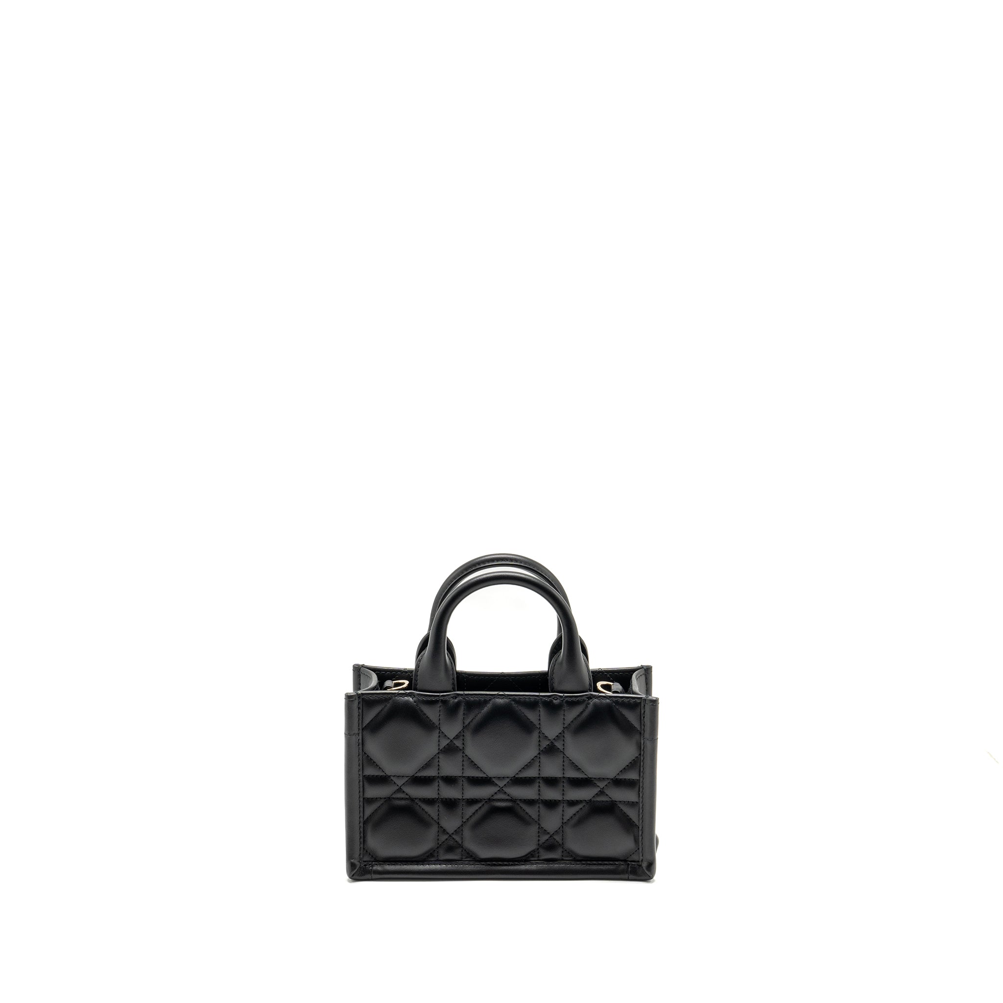 DIOR DIORAMOUR MINI DIOR BOOK TOTE MACROCANNAGE CALFKSIN BLACK LGHW