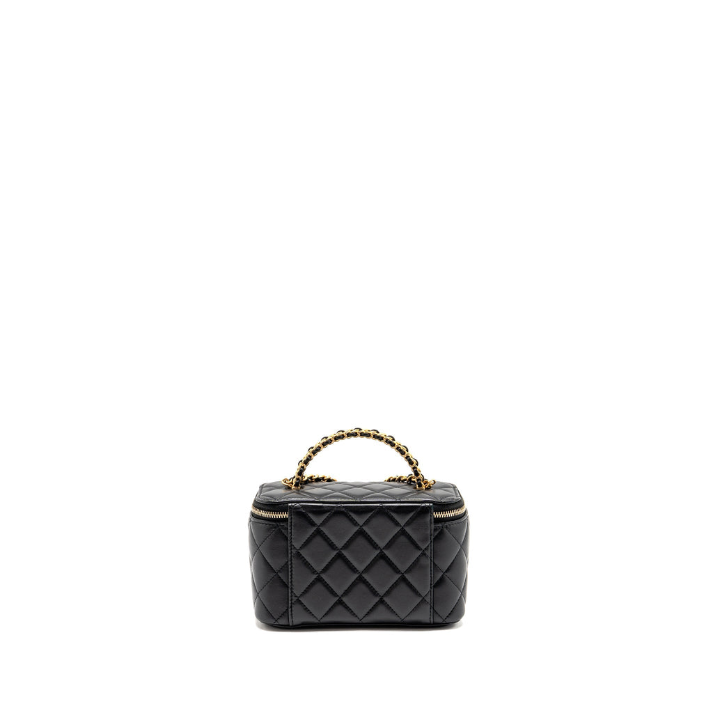 CHANEL TOP HANDLE LONG VANITY LAMBSKIN BLACK GHW(MICROCHIP)
