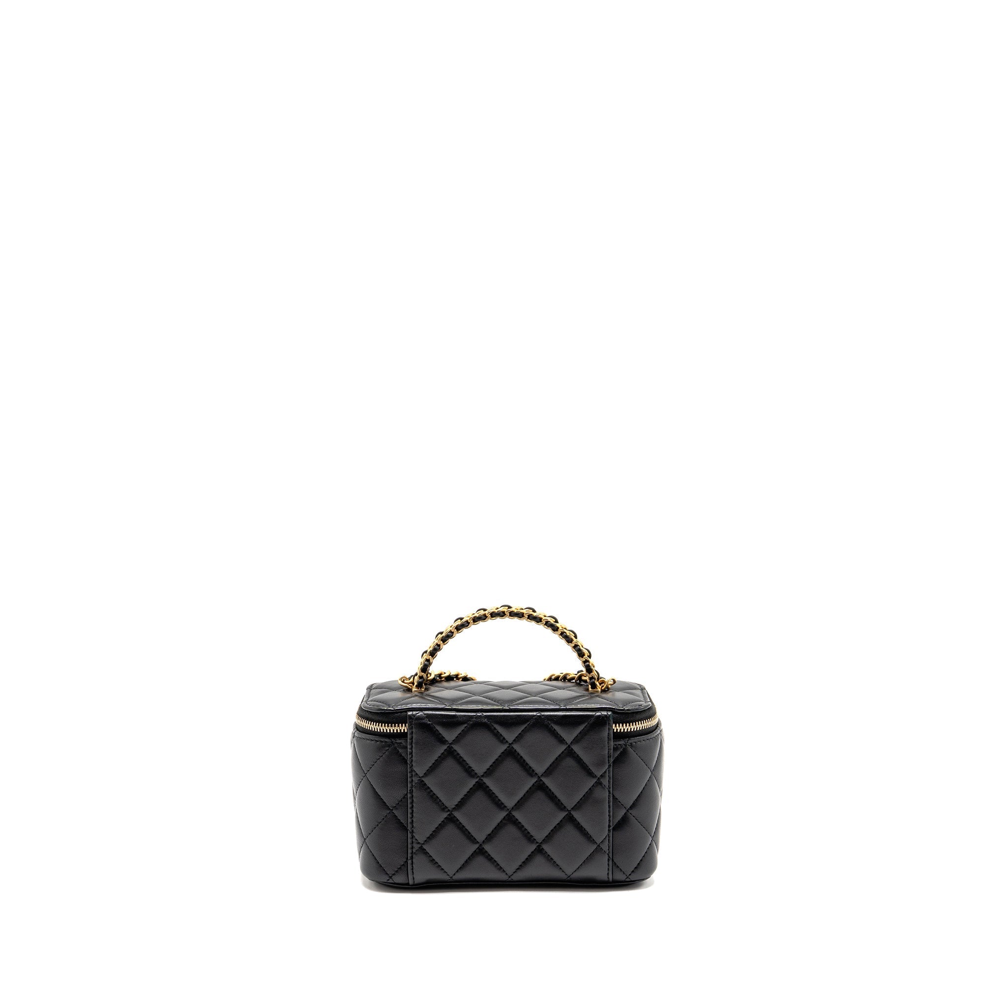 CHANEL TOP HANDLE LONG VANITY LAMBSKIN BLACK GHW(MICROCHIP)