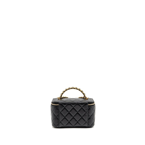 CHANEL TOP HANDLE LONG VANITY LAMBSKIN BLACK GHW(MICROCHIP)