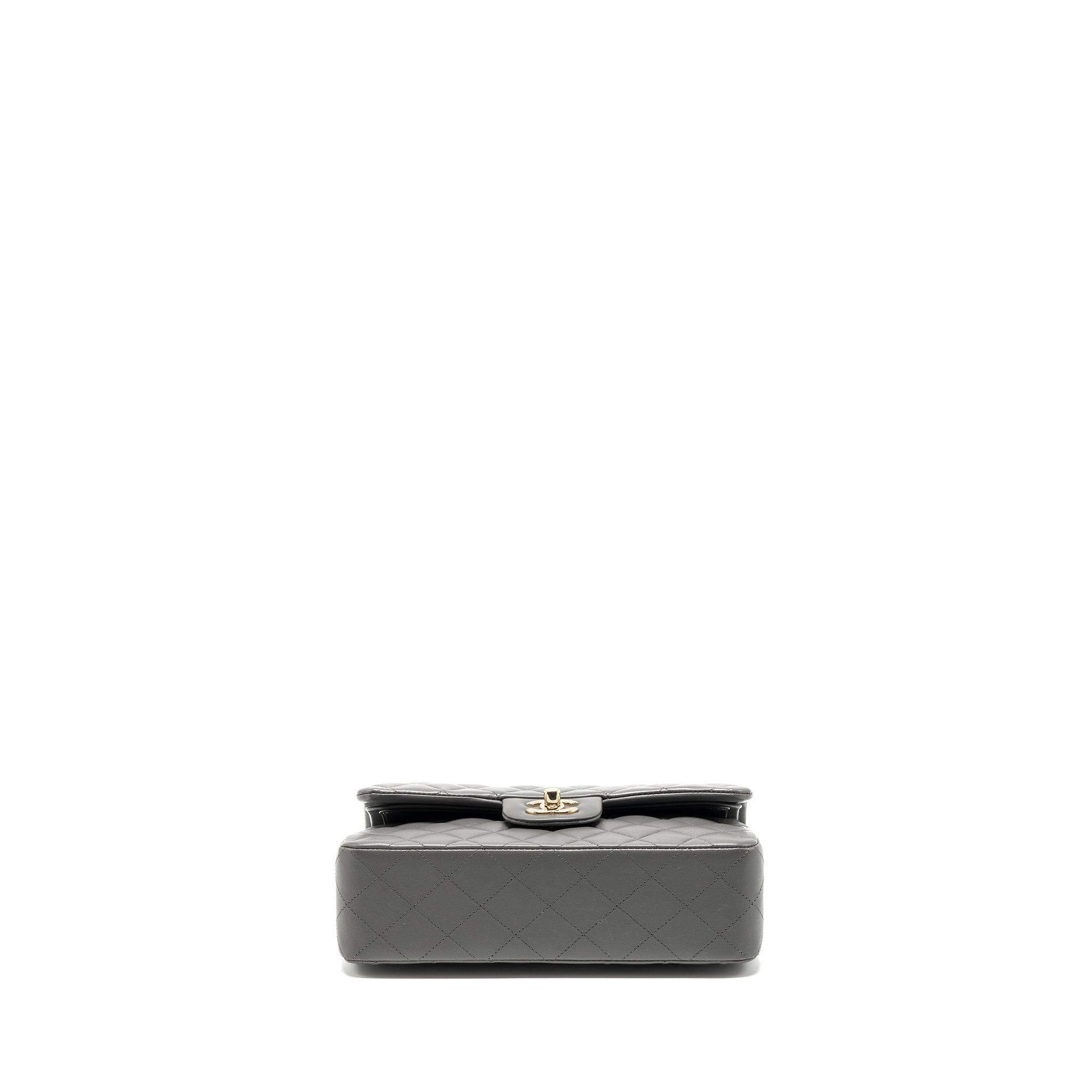 CHANEL 22A SMALL CLASSIC DOUBLE FLAP BAG LAMBSKIN GREY LGHW (MICROCHIP)