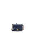CHANEL 22A BUTTON ON CHAIN MINI SQUARE FLAP BAG CAVIAR NAVY GHW (MICROCHIP)