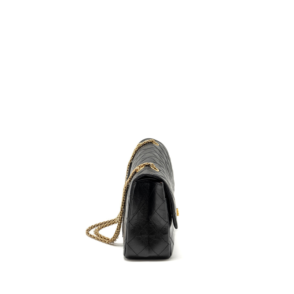 CHANEL MAXI 2.55 REISSUE FLAP BAG AGED CALFSKIN BLACK GHW