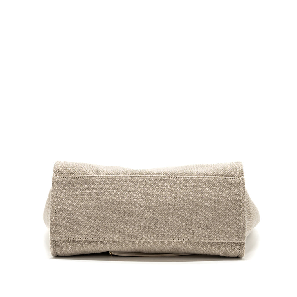 CHANEL DEAUVILLE BAG CANVAS/ LEATHER BEIGE/WHITE GHW (MICROCHIP)