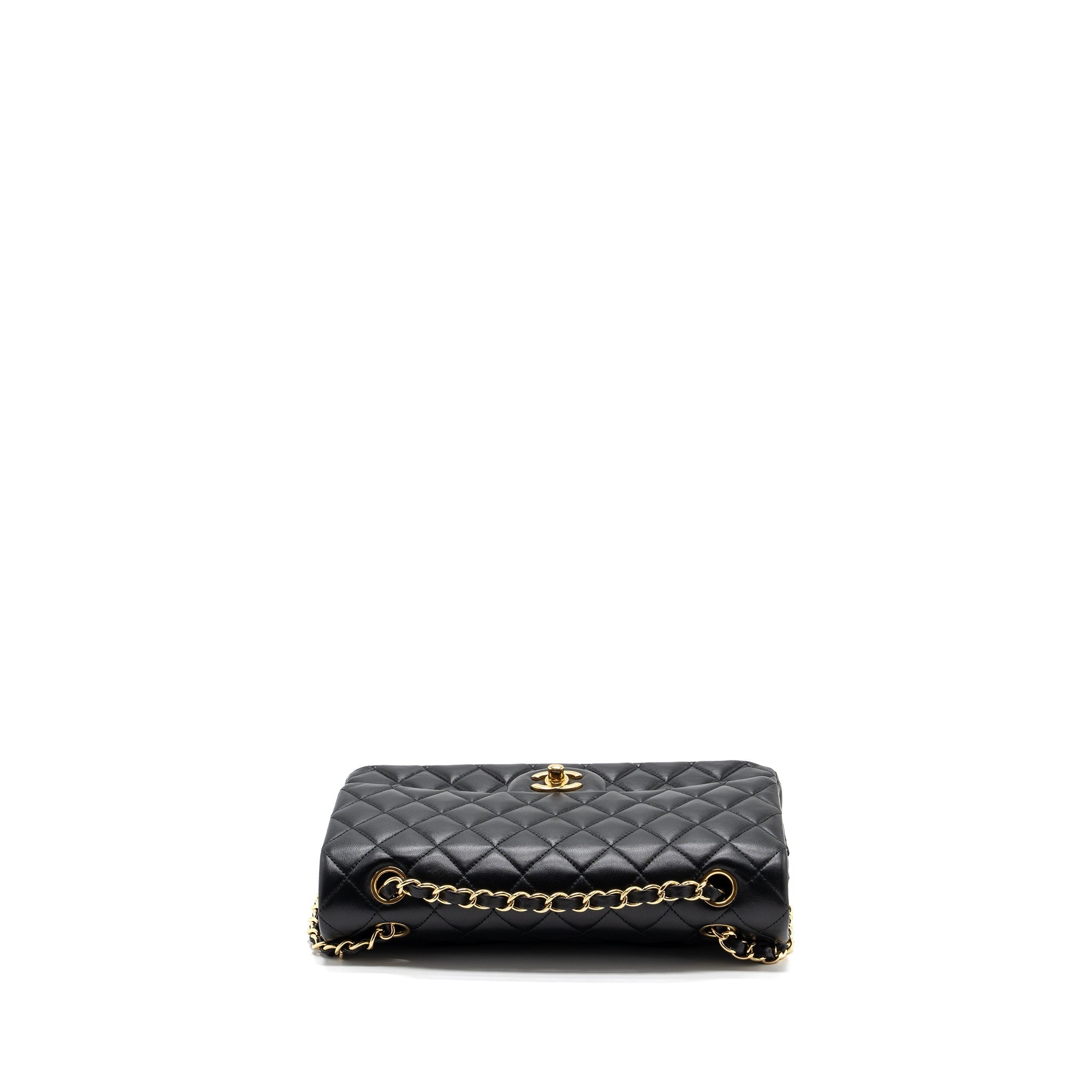 CHANEL MEDIUM CLASSIC DOUBLE FLAP BAG LAMBSKIN BLACK GHW