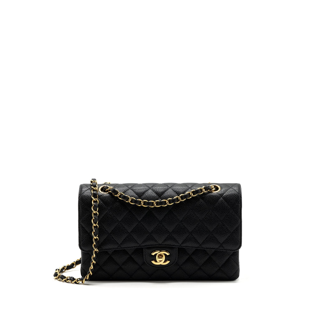 CHANEL MEDIUM CLASSIC DOUBLE FLAP BAG CAVIAR BLACK GHW(MICROCHIP)