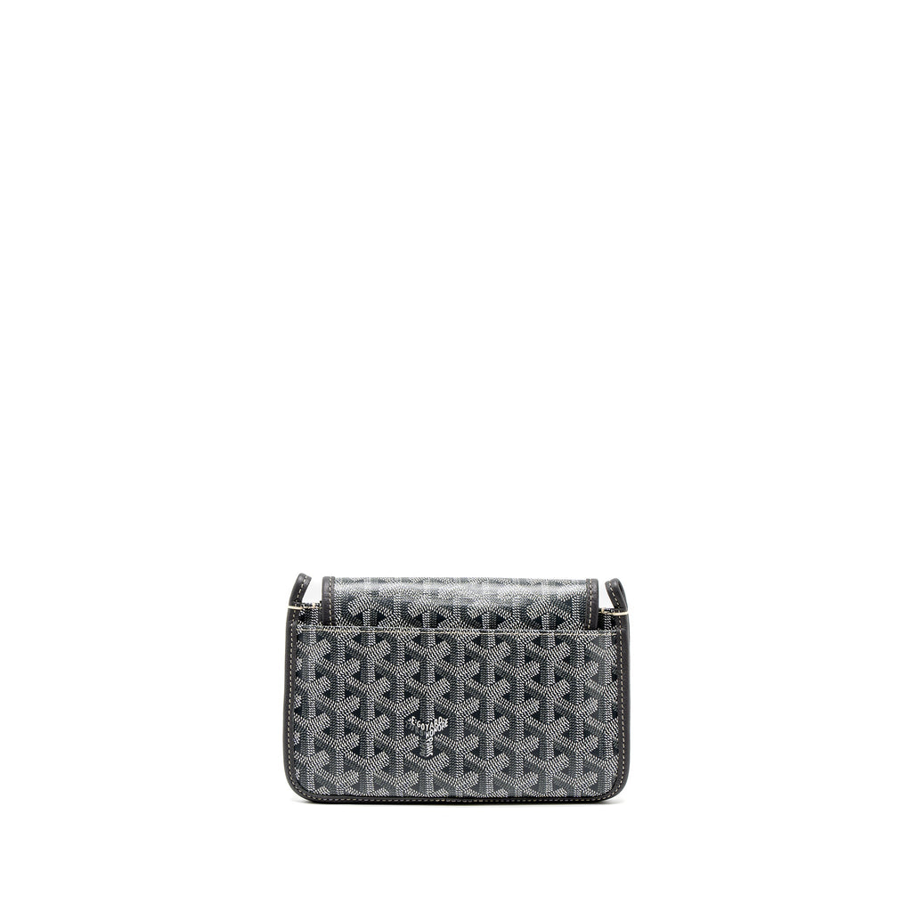 GOYARD PLUMET POCKET WALLET GOYARDINE CANVAS/CHEVROCHES CALFSKIN GREY SHW