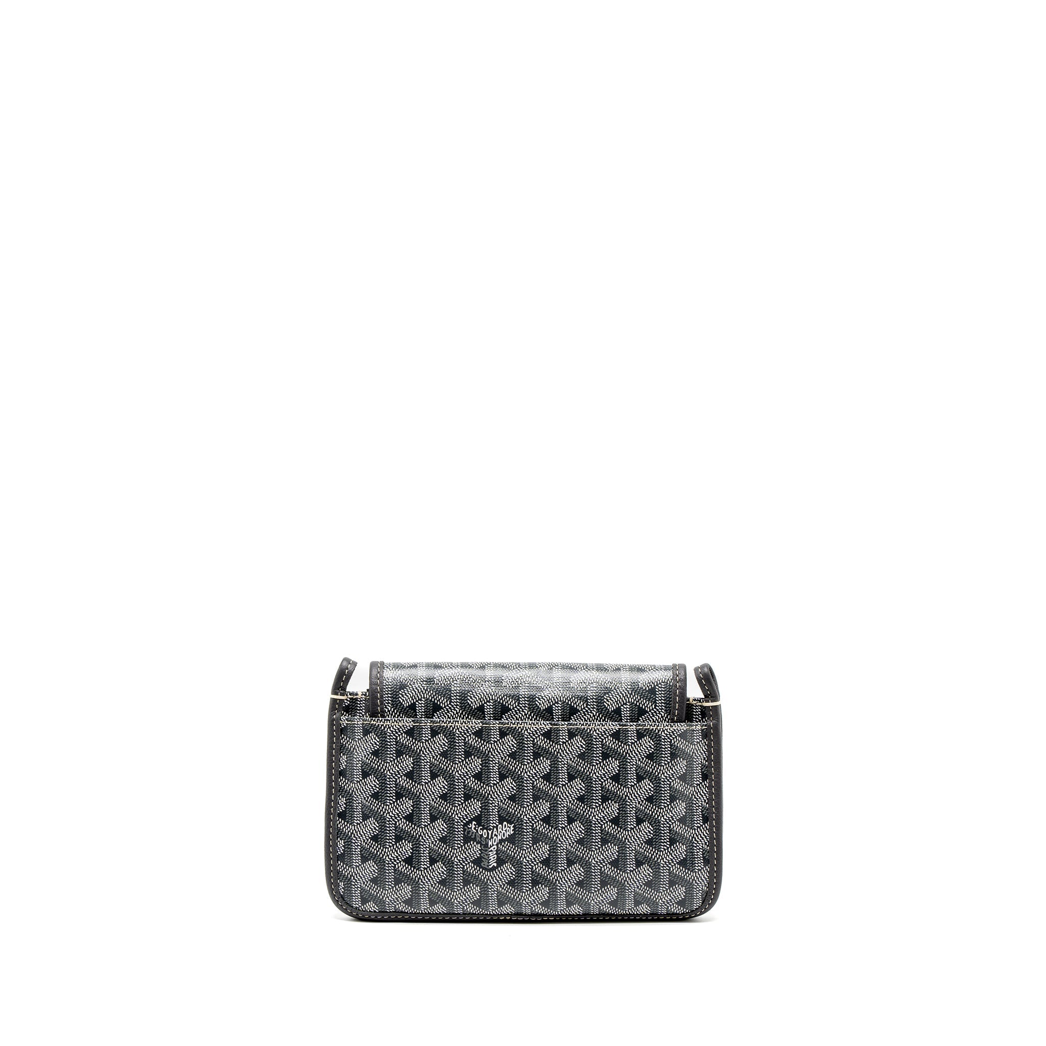 GOYARD PLUMET POCKET WALLET GOYARDINE CANVAS/CHEVROCHES CALFSKIN GREY SHW