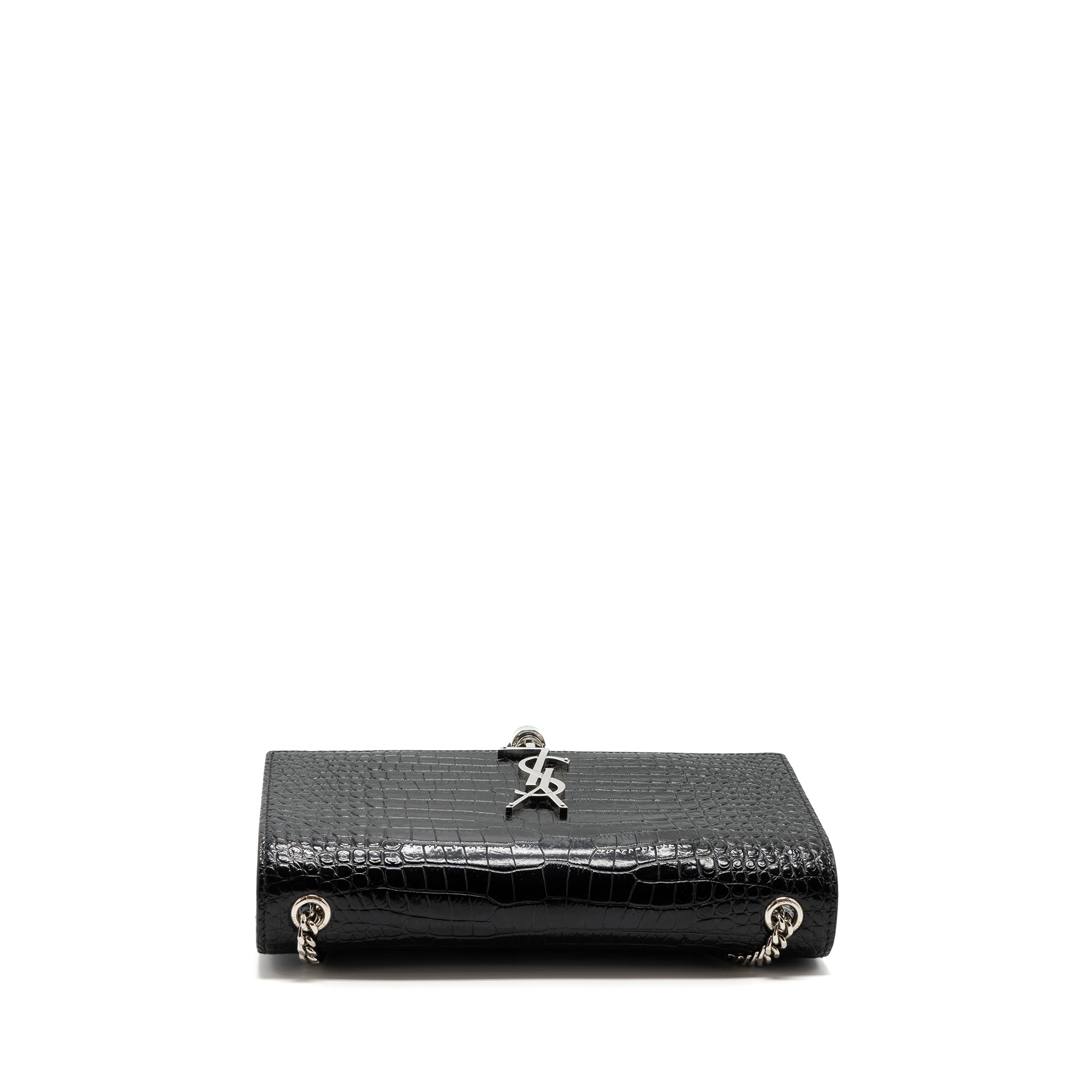 SAINT LAURENT/YSL KATE TASSEL CROC-EMBOSSED CALFSKIN BLACK SH