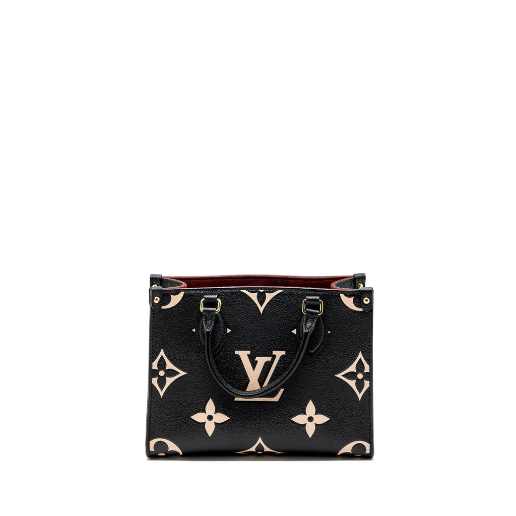 LOUIS VUITTON ONTHEGO PM BICOLOUR MONOGRAM EMPREINTE LEATHER BLACK/BEIGE GHW(NEW VERSION)