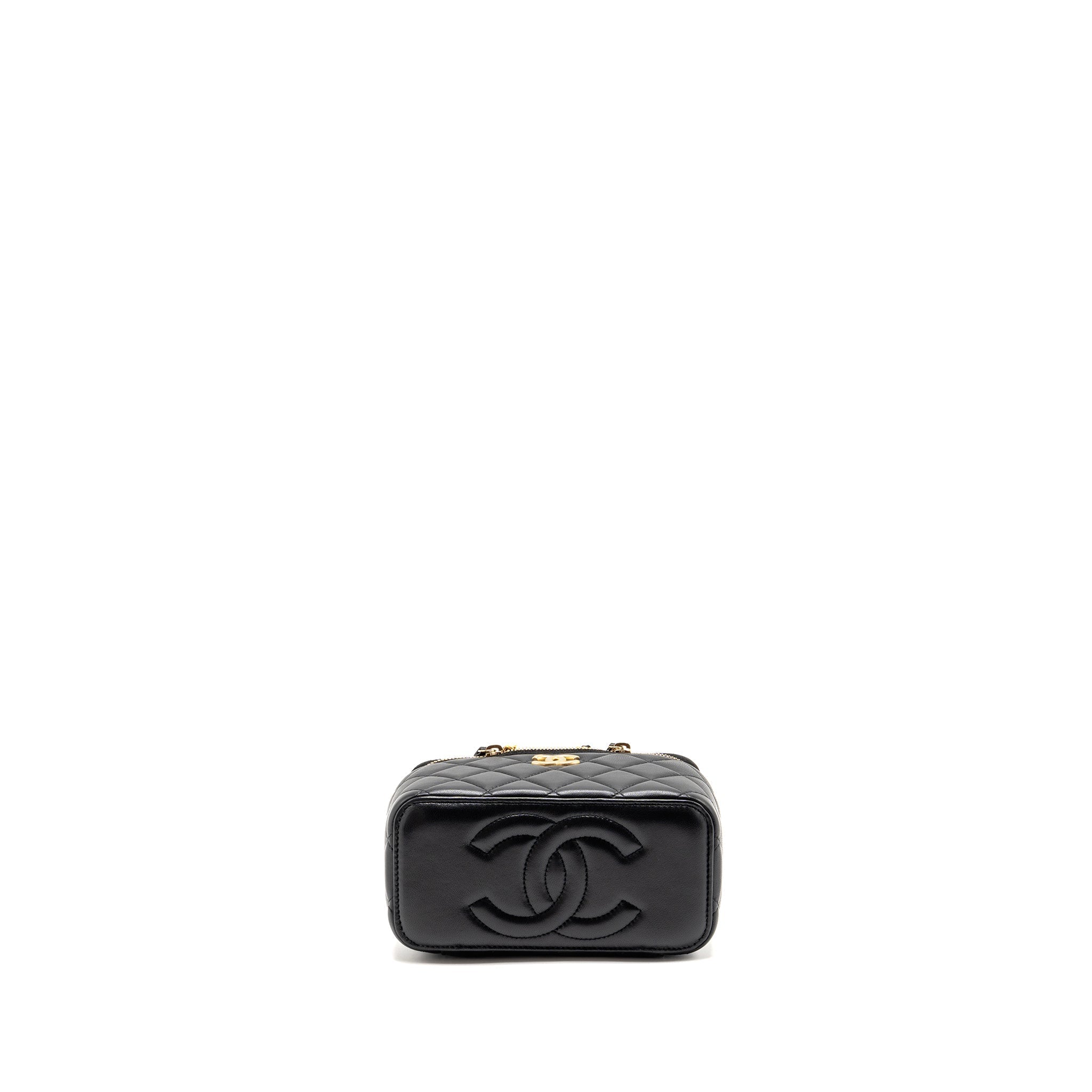 CHANEL TOP HANDLE LONG VANITY LAMBSKIN BLACK GHW(MICROCHIP)