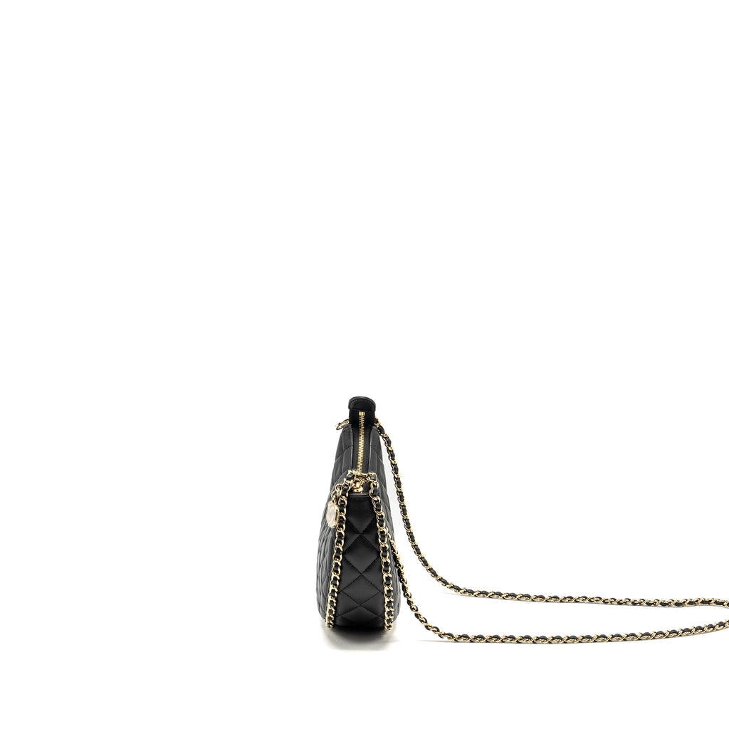 CHANEL SMALL MOON HOBO BAG LAMBSKIN BLACK LGHW (MICROCHIP)