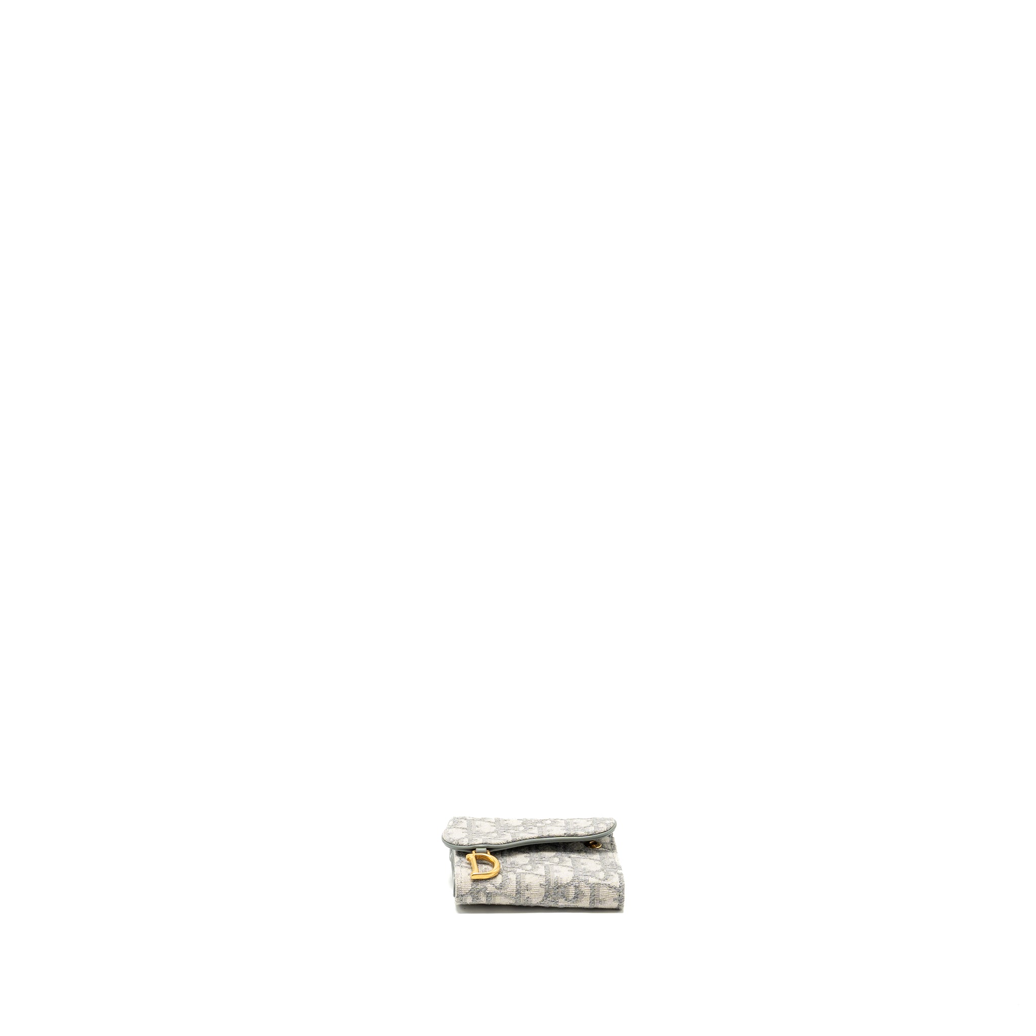 DIOR SADDLE LOTUS WALLET GREY OBLIQUE JACQUARD GHW