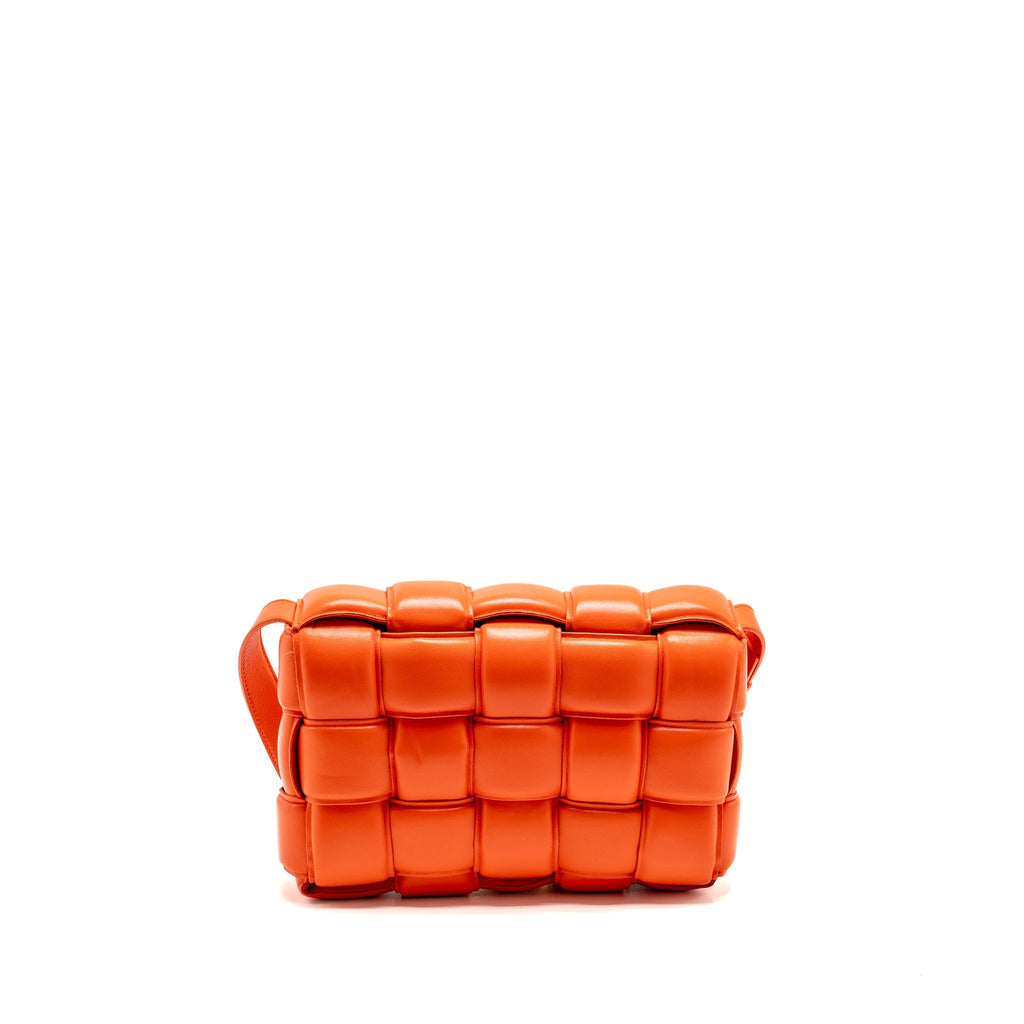 BOTTEGA VENETA PADDED CASSETTE BAG LAMBSKIN ORANGE GHW