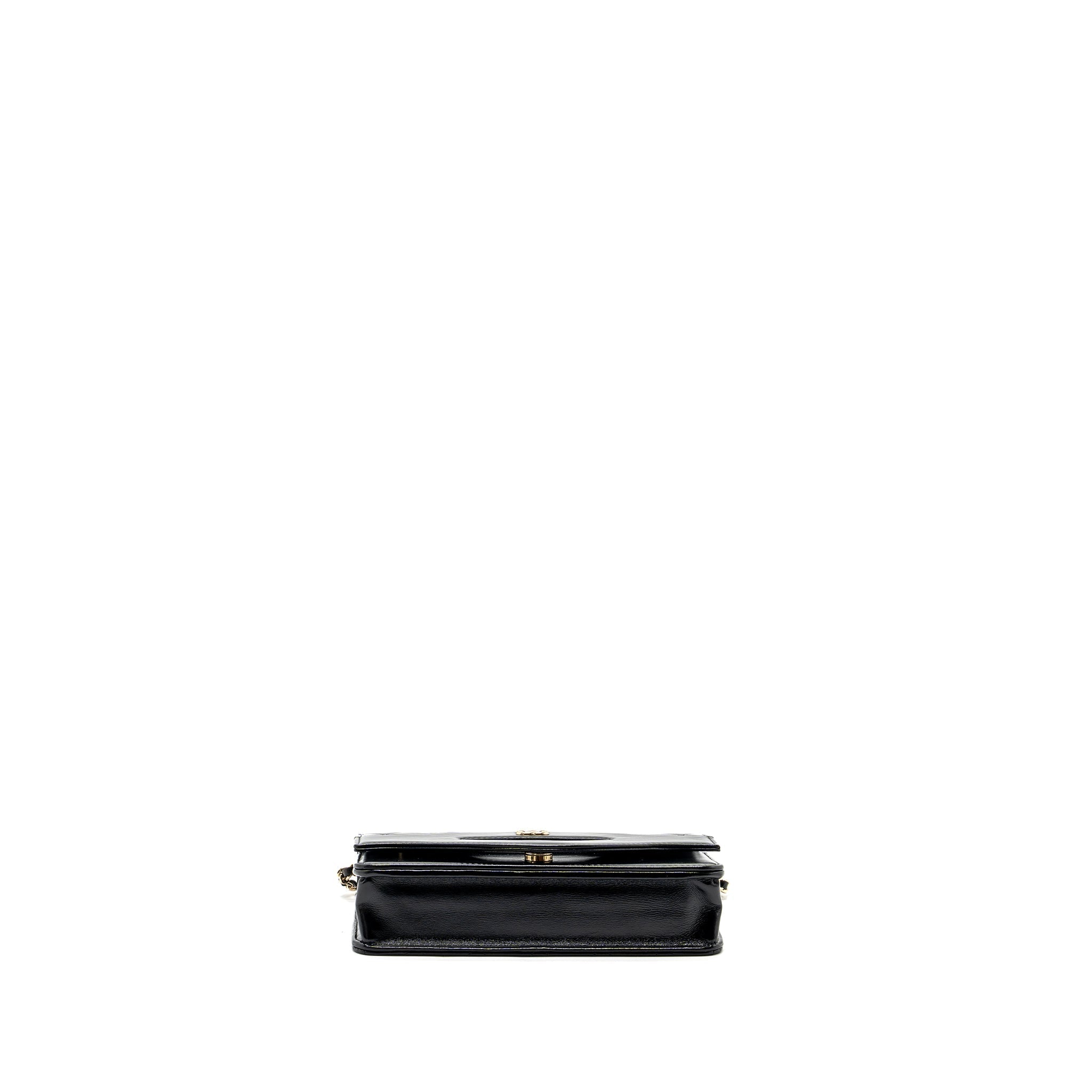 CHANEL 24C 31 WALLET ON CHAIN SHINY CALFSKIN BLACK LGHW (MICROCHIP)