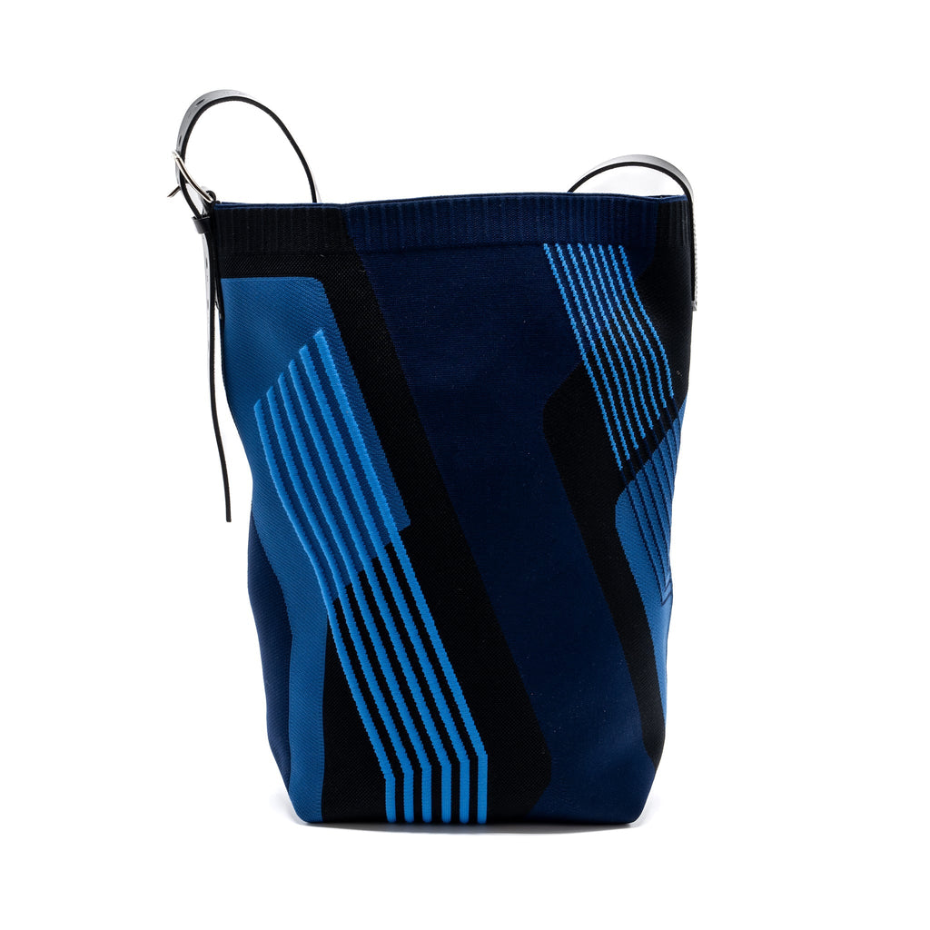 HERMES ETRIVIERE MM SHOULDER BAG FABRIC / HUNTER LEATHER BLUE / BLACK SHW