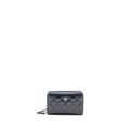 CHANEL DOUBLE ZIP WALLET PATENT NAVY SHW