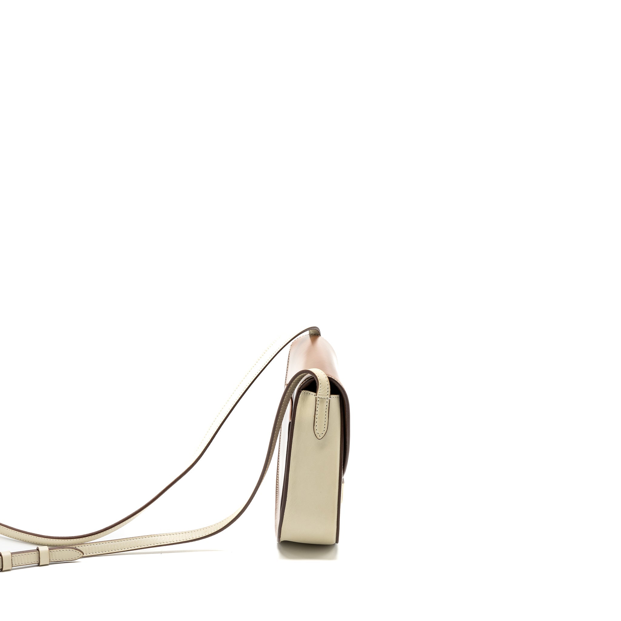 CELINE TROUTTEUR CROSSBODY BAG LEATHER CARAMEL / CREAM GHW