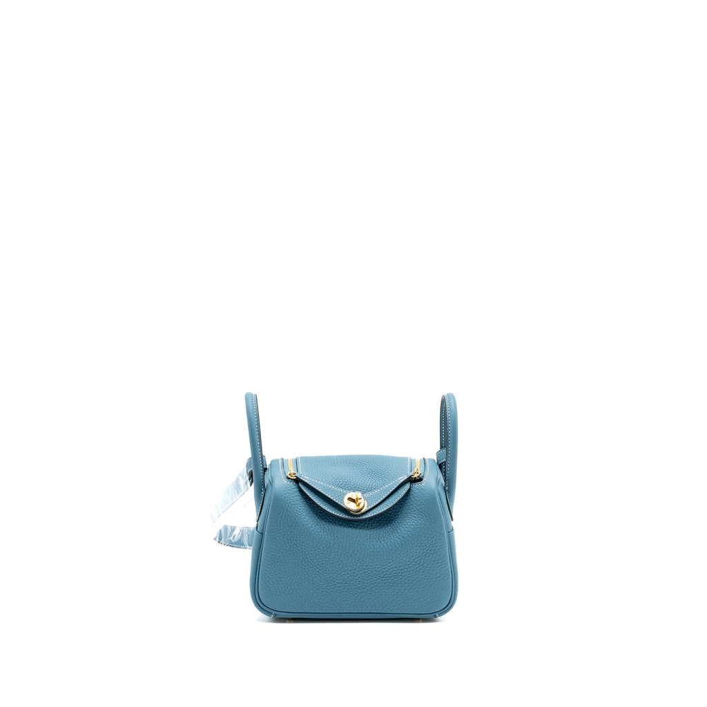 HERMES MINI LINDY CLEMENCE BLUE JEANS GHW