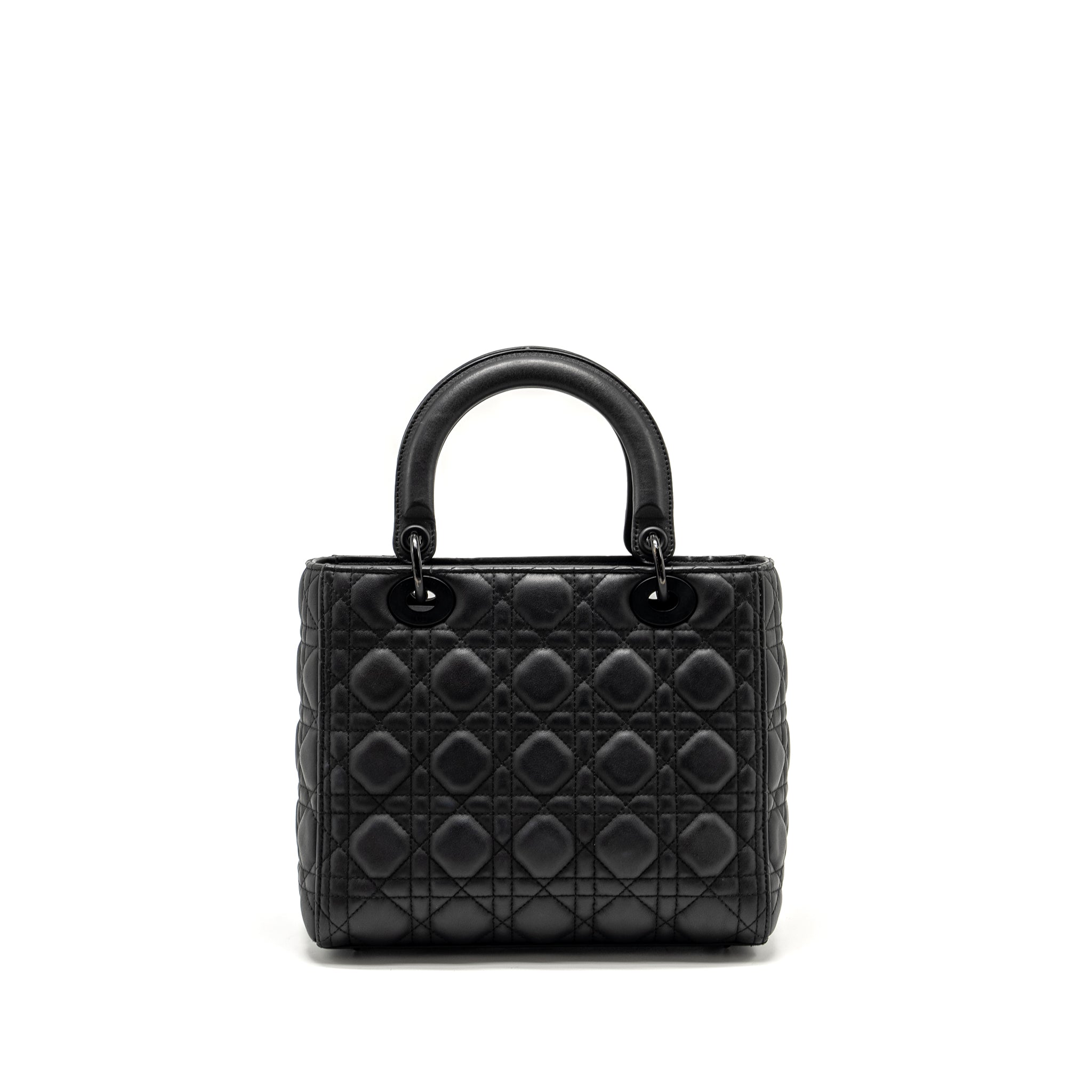 DIOR MEDIUM LADY DIOR ULTRAMATTE CANNAGE CALFSKIN SO BLACK