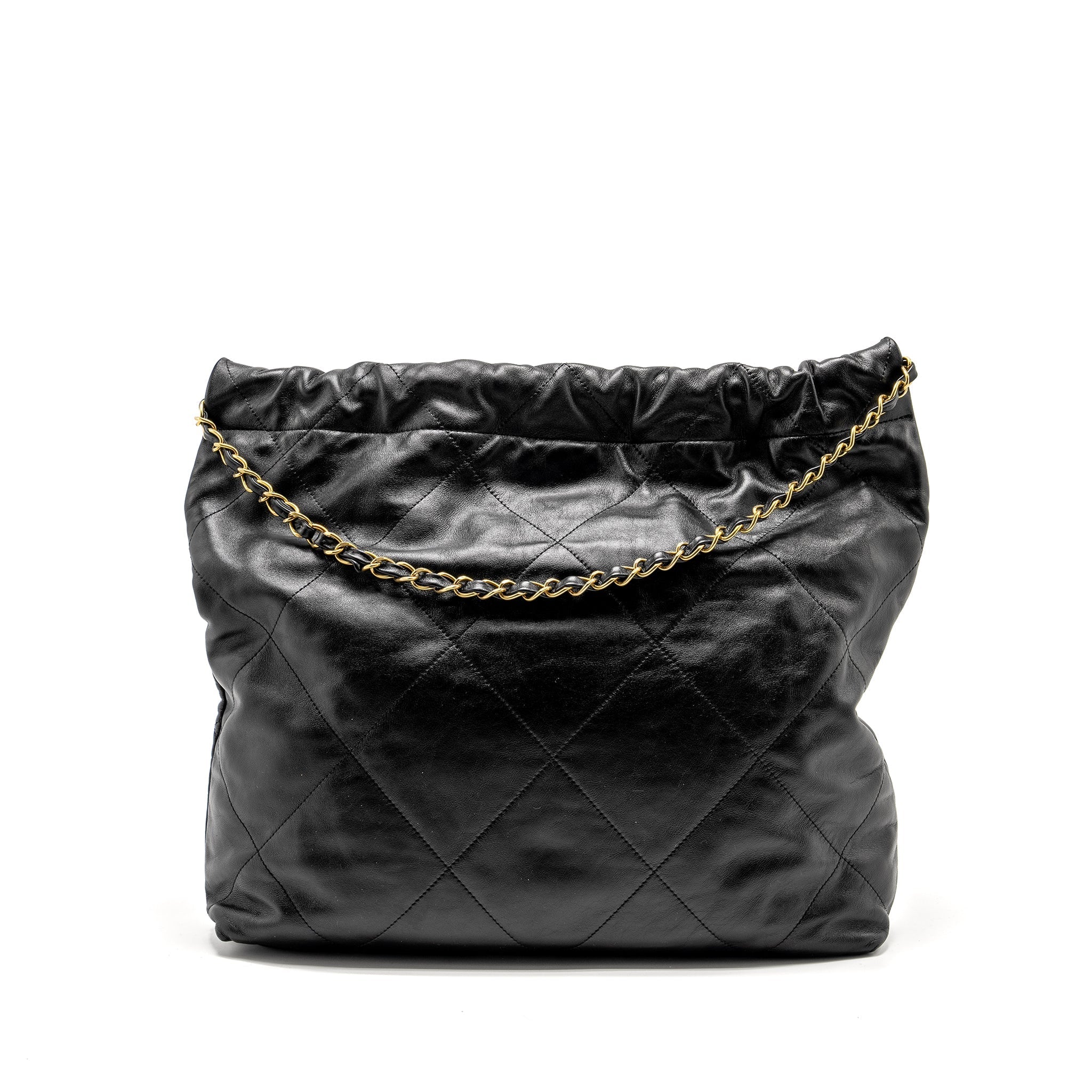 CHANEL MEDIUM 22 BAG SHINY CALFSKIN BLACK GHW (MICROCHIP)