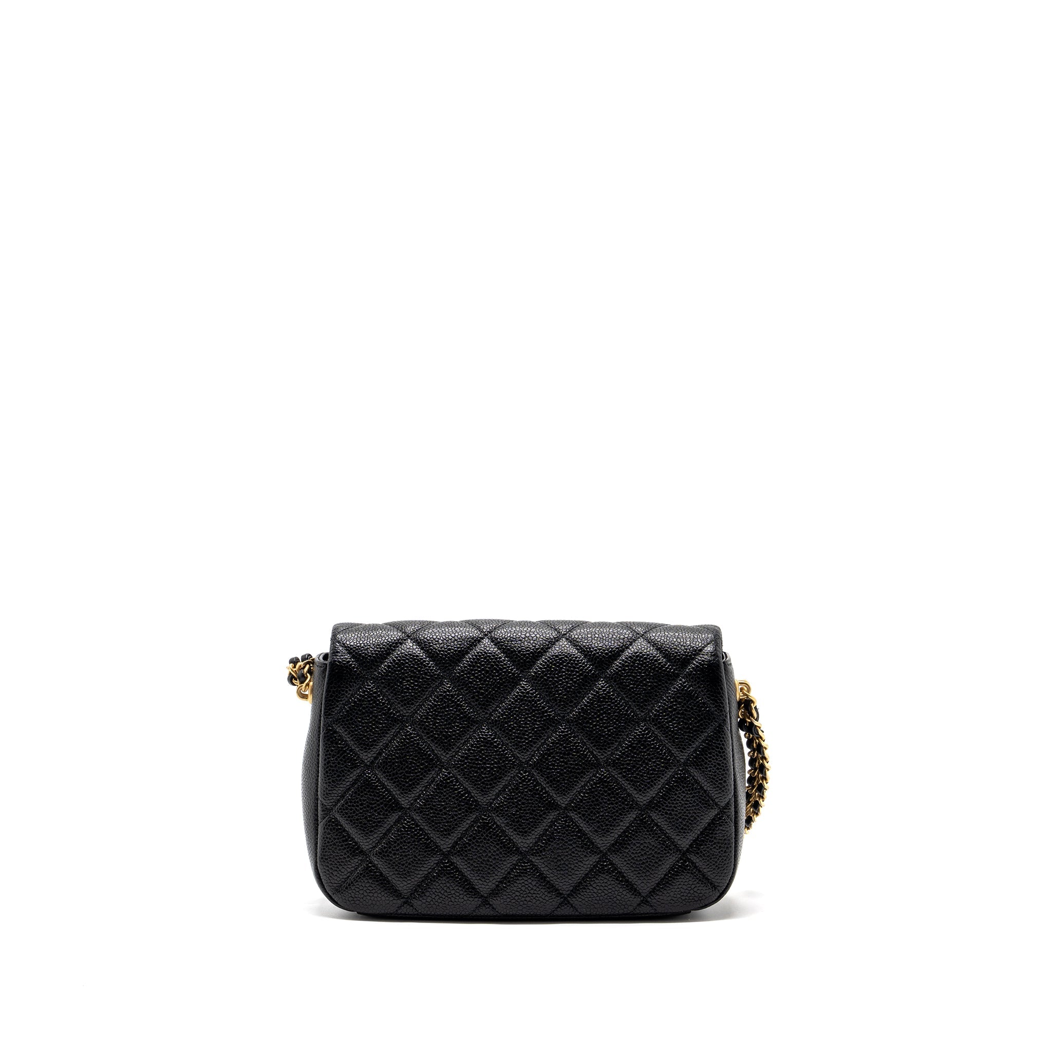CHANEL 21A CHAIN SOUL FLAP BAG GRAINED CALFSKIN BLACK GHW (MICROCHIP)