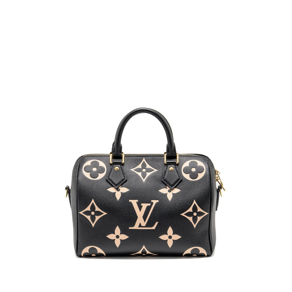 LOUIS VUITTON SPEEDY BANDOULIERE 25 BICOLOUR MONOGRAM EMPREINTE LEATHER BLACK/BEIGE GHW