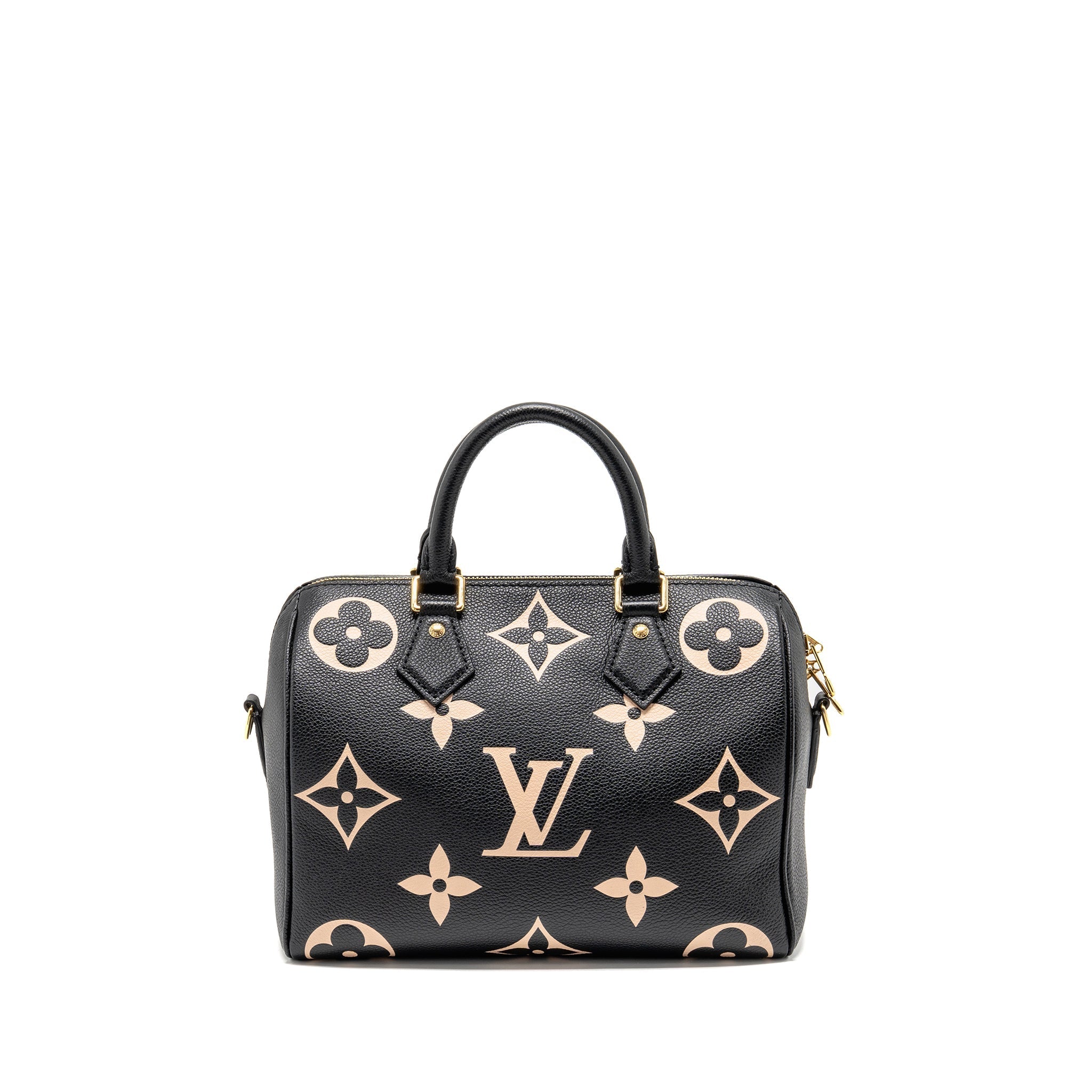 LOUIS VUITTON SPEEDY BANDOULIERE 25 BICOLOUR MONOGRAM EMPREINTE LEATHER BLACK/BEIGE GHW