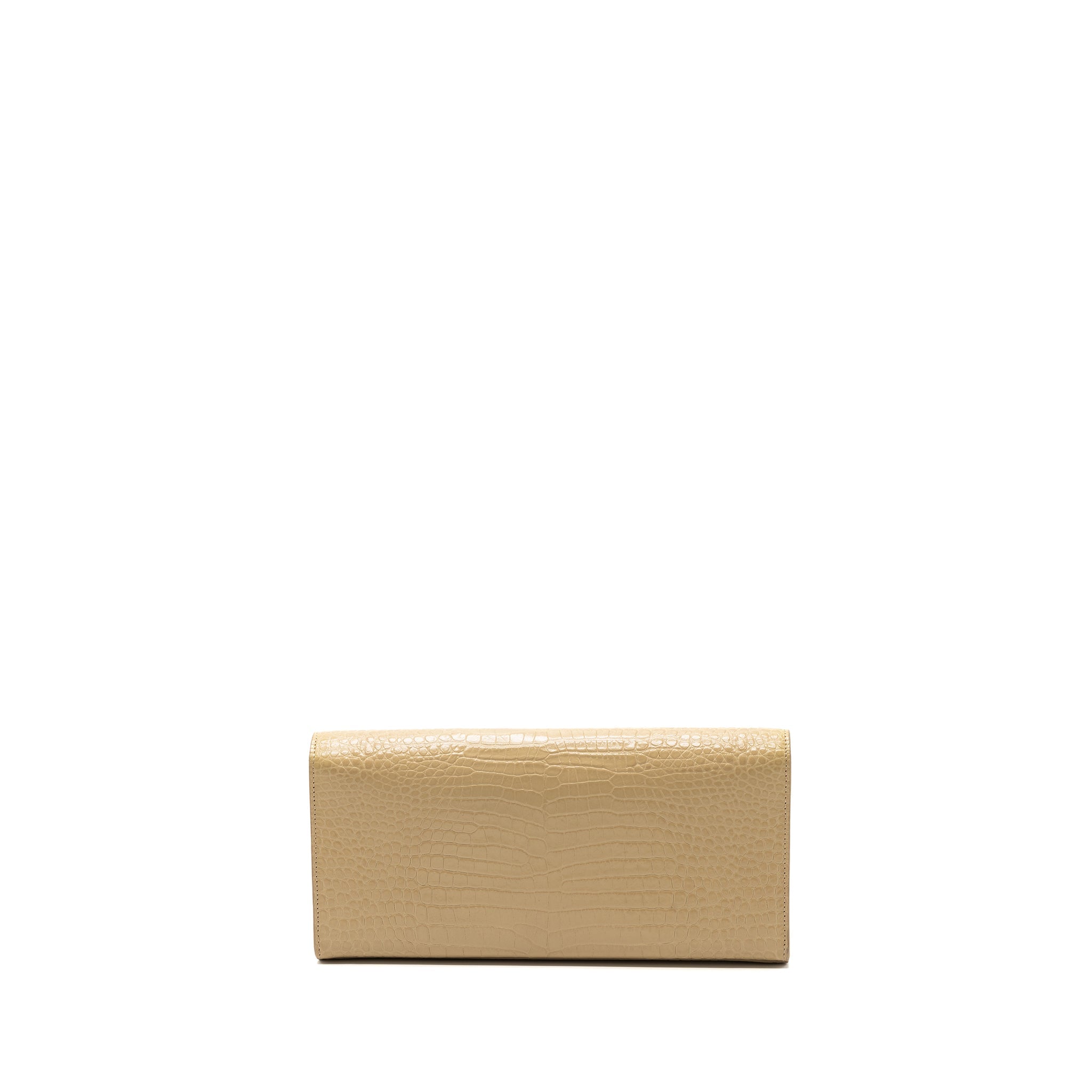 SAINT LAURENT KATE CLUTCH CROC EMBOSSED LEATHER BEIGE SHW