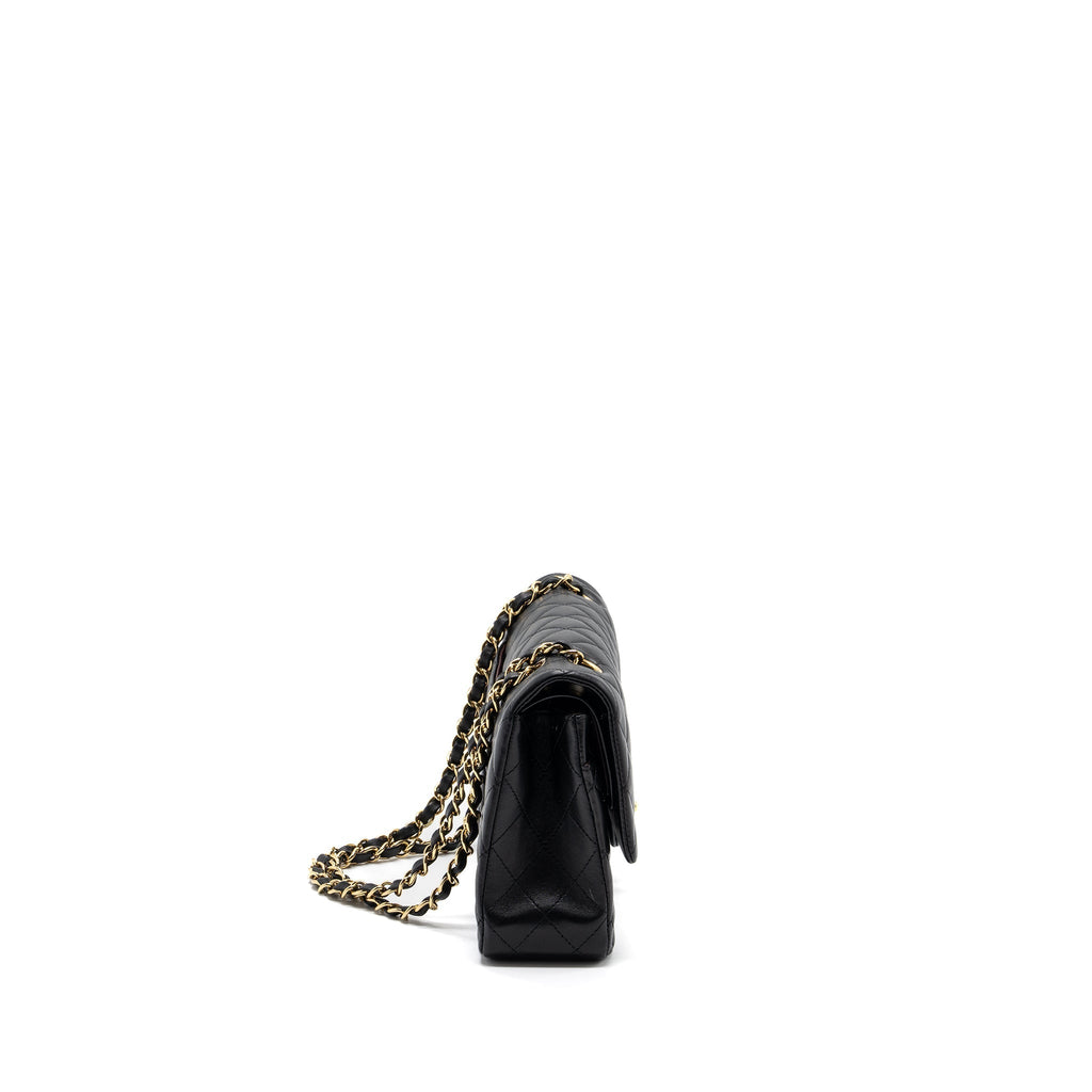 CHANEL MEDIUM CLASSIC DOUBLE FLAP BAG LAMBSKIN BLACK GHW