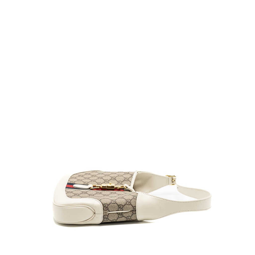 GUCCI JACKIE 1961 SMALL SHOULDER BAG GG SUPREME CANVAS / CALFSKIN WHITE MULTICOLOUR GHW