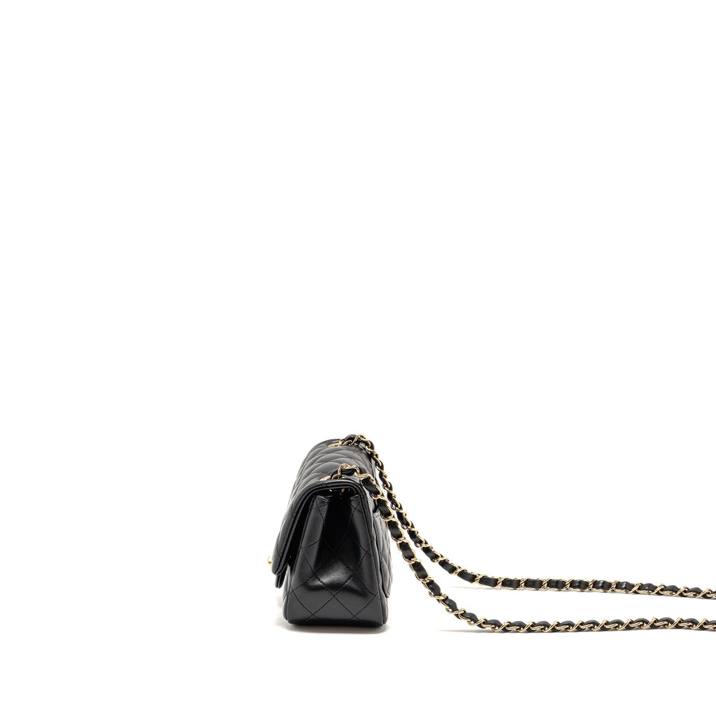 CHANEL MINI SQUARE FLAP BAG LAMBSKIN BLACK LGHW