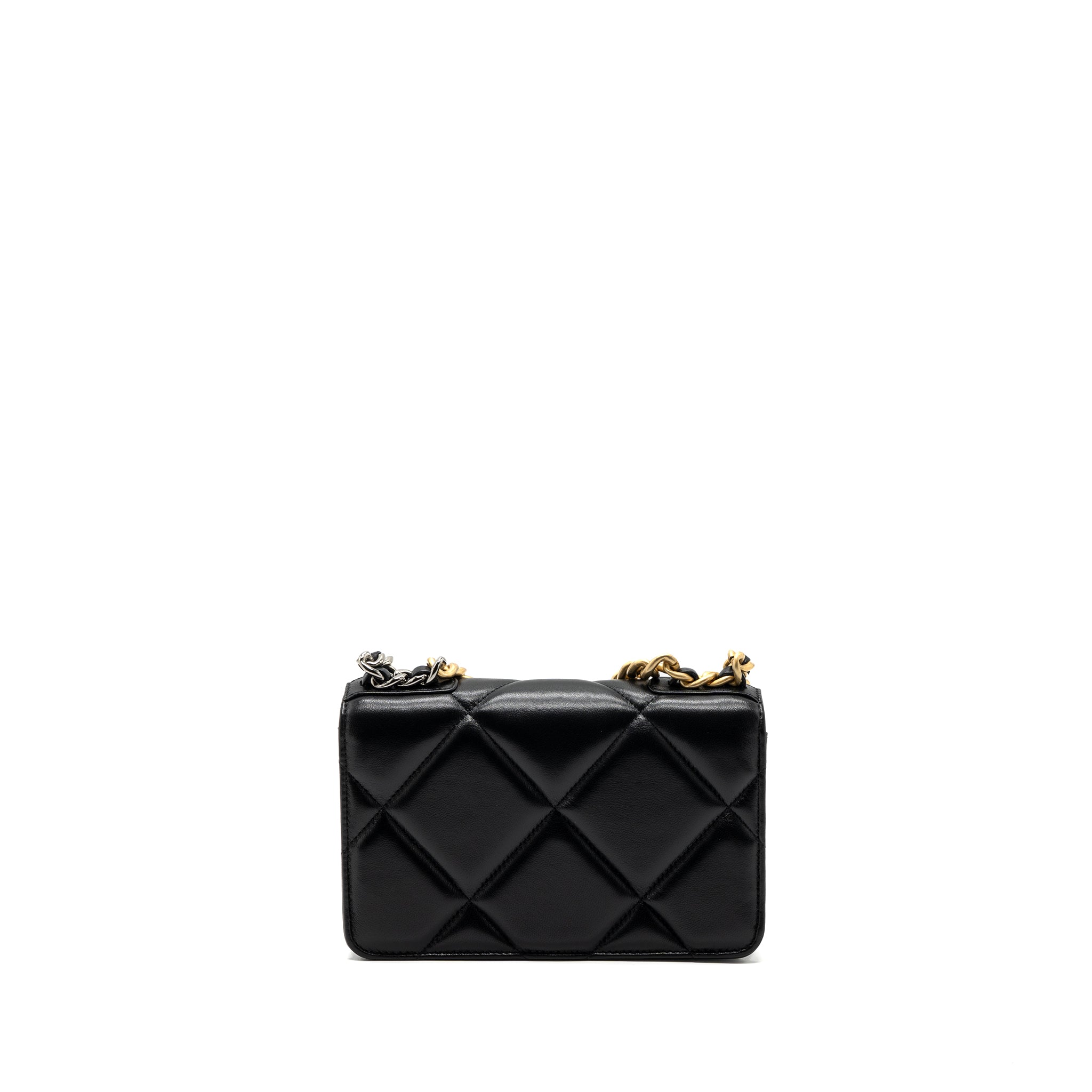 CHANEL 19 WALLET ON CHAIN LAMBSKIN BLACK MULTICOLOUR HARDWARE (MICROCHIP)